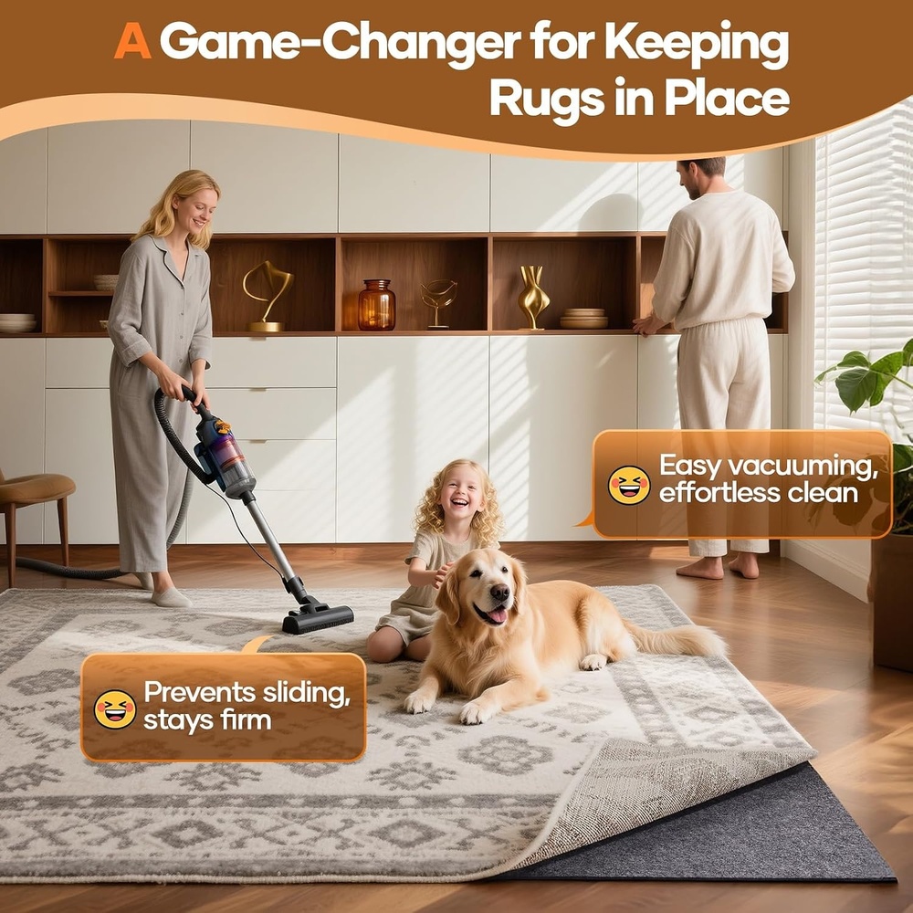 image:imageVeken Non Slip Cushioned Rug Pad Gripper 2x8 Ft Carpet Liner for Hardwood Floors and Finishes Under Area Rugs Anti Skid Mat Keep Rugs Safe and in Place