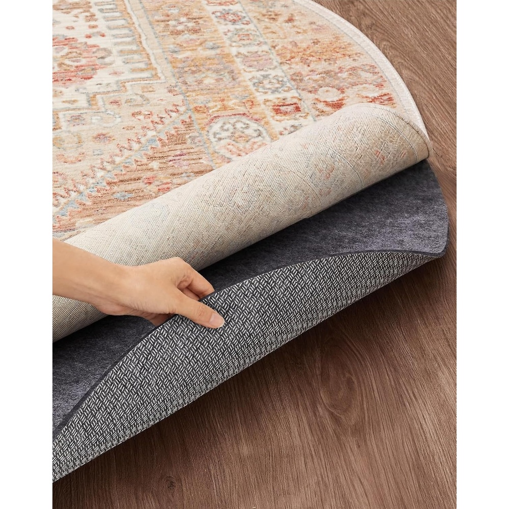 image:imageVeken Non Slip Cushioned Rug Pad Gripper Felt and Silicone Backing 2 x 10 Ft 14 inch Thick Runner Carpet Liner Protector Mat for Area Rugs and Hardwood Floors with 99 Pcs AntiSlip Strips Pattern5Round