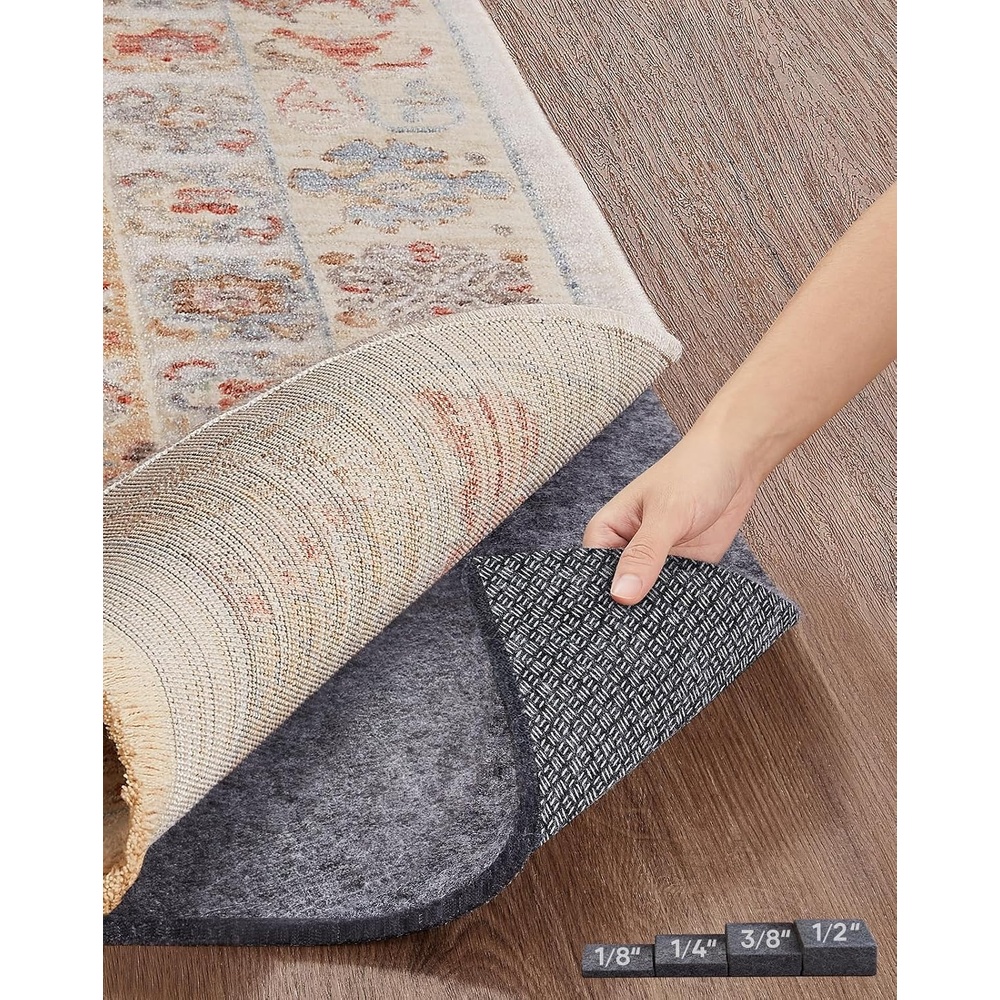 image:imageVeken Non Slip Cushioned Rug Pad Gripper Felt and Silicone Backing 2 x 7 Ft 14 inch Thick Runner Carpet Liner Protector Mat for Area Rugs and Hardwood Floors with 99 Pcs AntiSlip Strips Pattern10 x 14 Rectangular