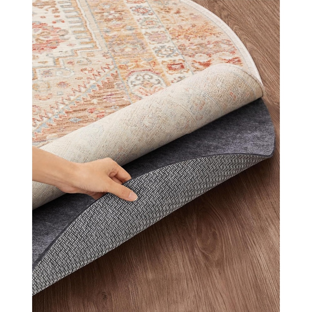image:imageVeken Non Slip Cushioned Rug Pad Gripper Felt and Silicone Backing 9 x 12 Ft 14 inch Thick Carpet Liner Protector Mat for Area Rugs and Hardwood Floors with Over 99 Pcs AntiSlip Strips Pattern6Round