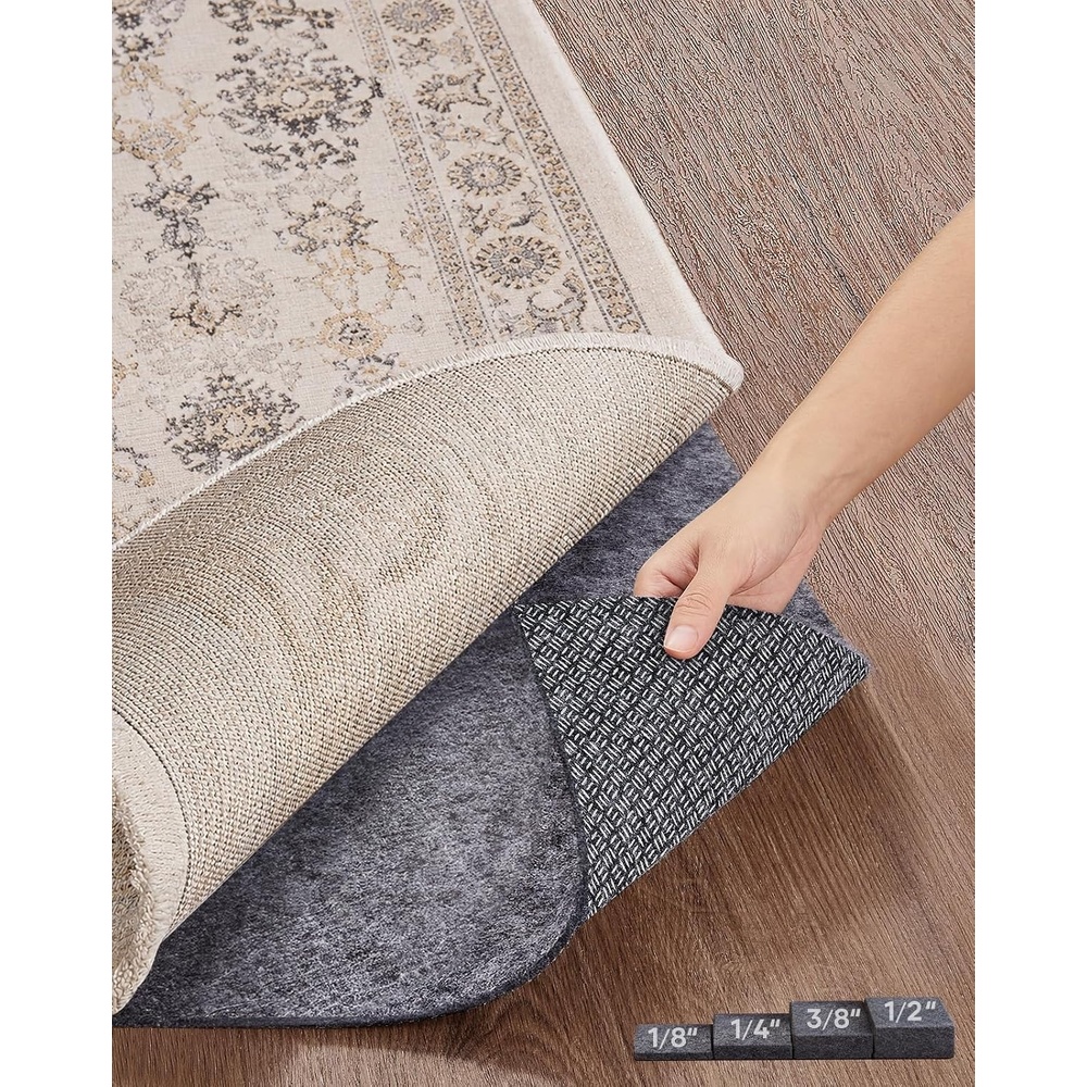 image:imageVeken Non Slip Cushioned Rug Pad Gripper Felt and Silicone Backing Round 6 Ft 14 inch Thick Carpet Liner Protector Mat for Area Rugs and Hardwood Floors with Over 99 Pcs AntiSlip Strips Pattern2 x 3 Rectangular