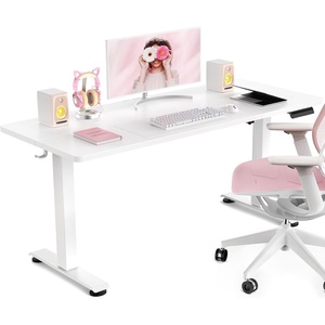 Veken 47.2 Inch Large Electric Standing Desk, Gaming Table, Brown | Height Adjustable Sit Stand Up Computer Tables for Home Office, Study , Writing, Suit students, employees and group work(White)