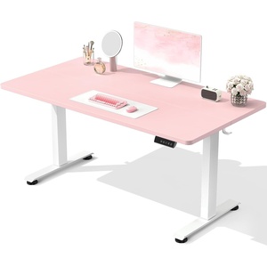 Veken 47.2 Inch Large Electric Standing Desk, Gaming Table, Brown | Height Adjustable Sit Stand Up Computer Tables for Home Office, Study , Writing, Suit students, employees and group work(Pink)