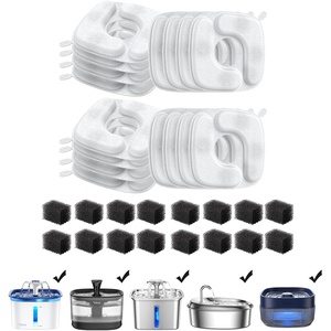 Veken Cat Water Fountain Filters, 8 Pack Replacement Filters | and 8 Pack Replacement Pre-Filter Sponges Set for 50oz, 84oz, 95oz or 108oz Automatic Pet Fountain Dog Water Dispenser(16 Filters+16 Sponges (8 month supply))