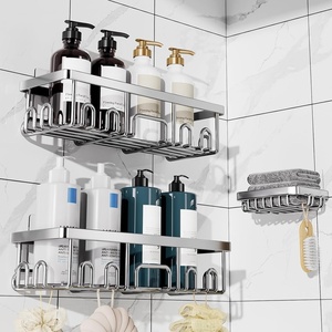 Veken Shower Caddy 6-Pack, Bathroom Organizers and Storage Shelves, Black | Advanced Rustproof Design, Large Capacity, No Drilling, Adhesive Rack with Soap Holder, Wall-Mounted Kitchen & Home Decor(Silver)