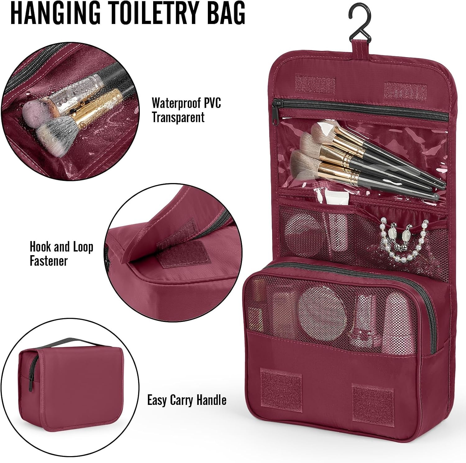 image:imageVeken 10 Set Packing Cubes for Travel Essentials Suitcase Organizer Bags in 4 Sizes CarryOn Luggage Accessories with Laundry Bag Airplane Must Have with 99Count Mesh Holes12 Wine Red