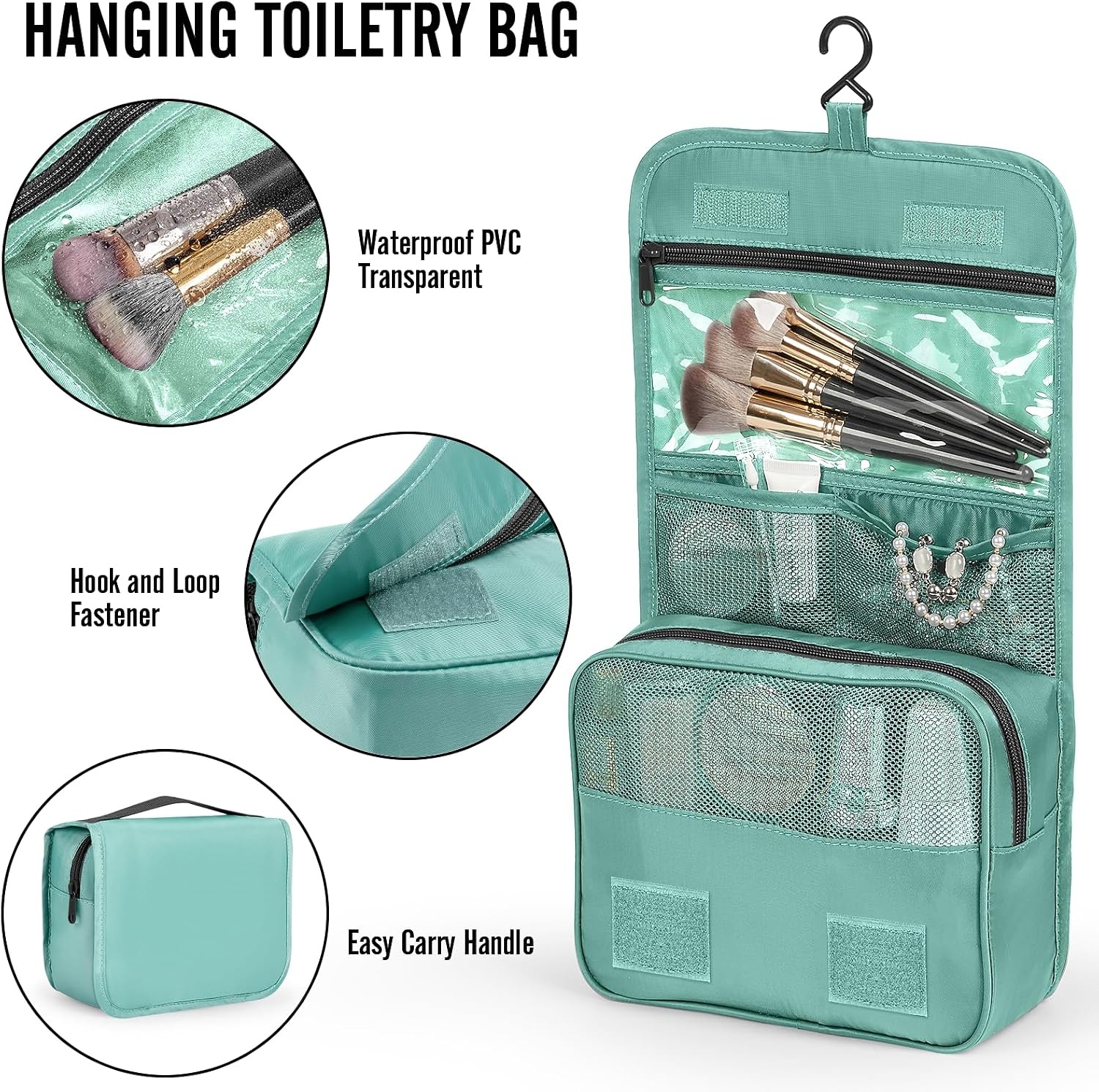image:imageVeken 10 Set Packing Cubes for Travel Essentials Suitcase Organizer Bags in 4 Sizes CarryOn Luggage Accessories with Laundry Bag Airplane Must Have with 99Count Mesh Holes08 Light Teal