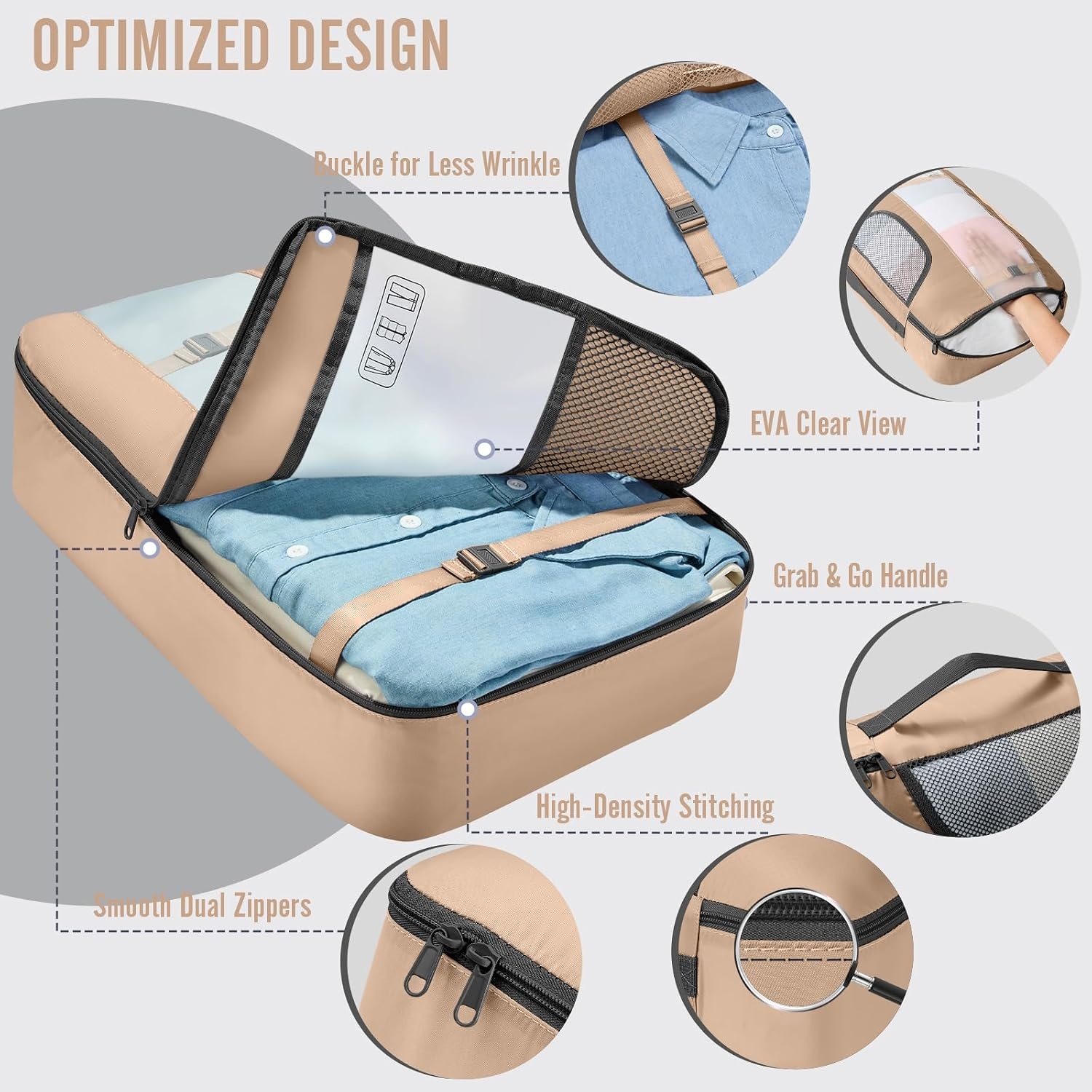 image:imageVeken 10 Set Packing Cubes for Travel Essentials Suitcase Organizer Bags in 4 Sizes CarryOn Luggage Accessories with Laundry Bag Airplane Must Have with 99Count Mesh Holes16 Gold