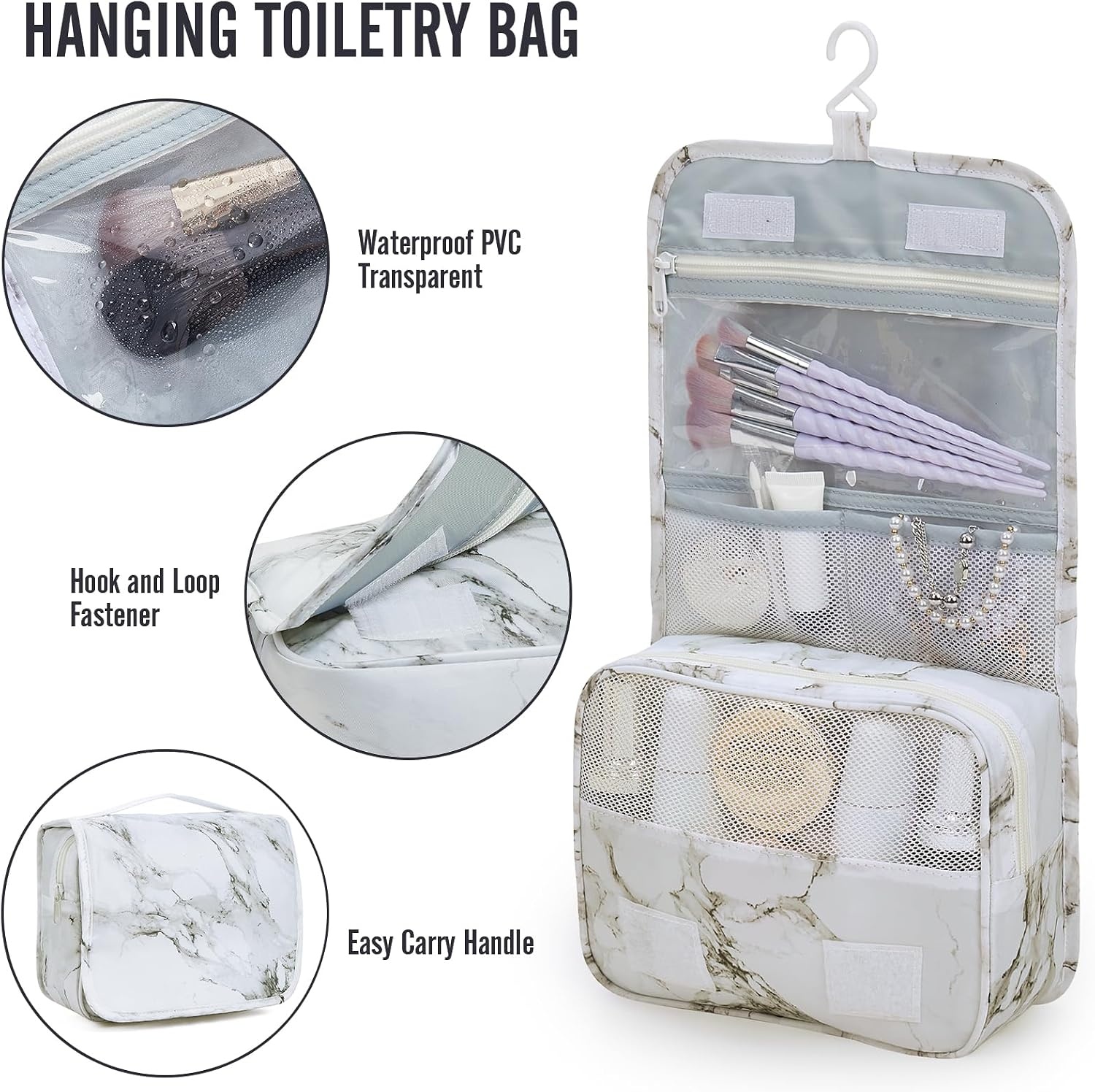 image:imageVeken 10 Set Packing Cubes for Travel Essentials Suitcase Organizer Bags in 4 Sizes CarryOn Luggage Accessories with Laundry Bag Airplane Must Have with 99Count Mesh Holes14 White Marble