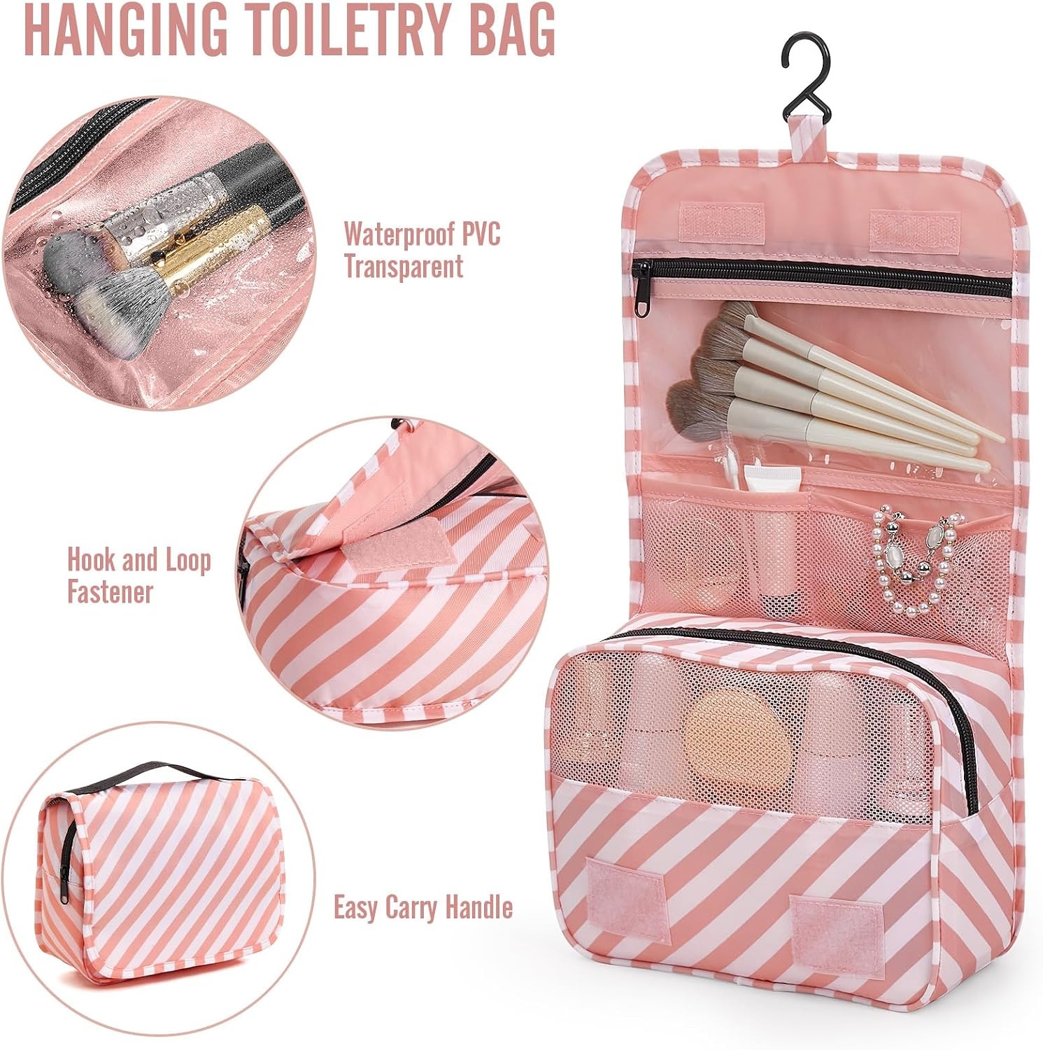 image:imageVeken 10 Set Packing Cubes for Travel Essentials Suitcase Organizer Bags in 4 Sizes CarryOn Luggage Accessories with Laundry Bag Airplane Must Have with 99Count Mesh Holes09 Pink Straps