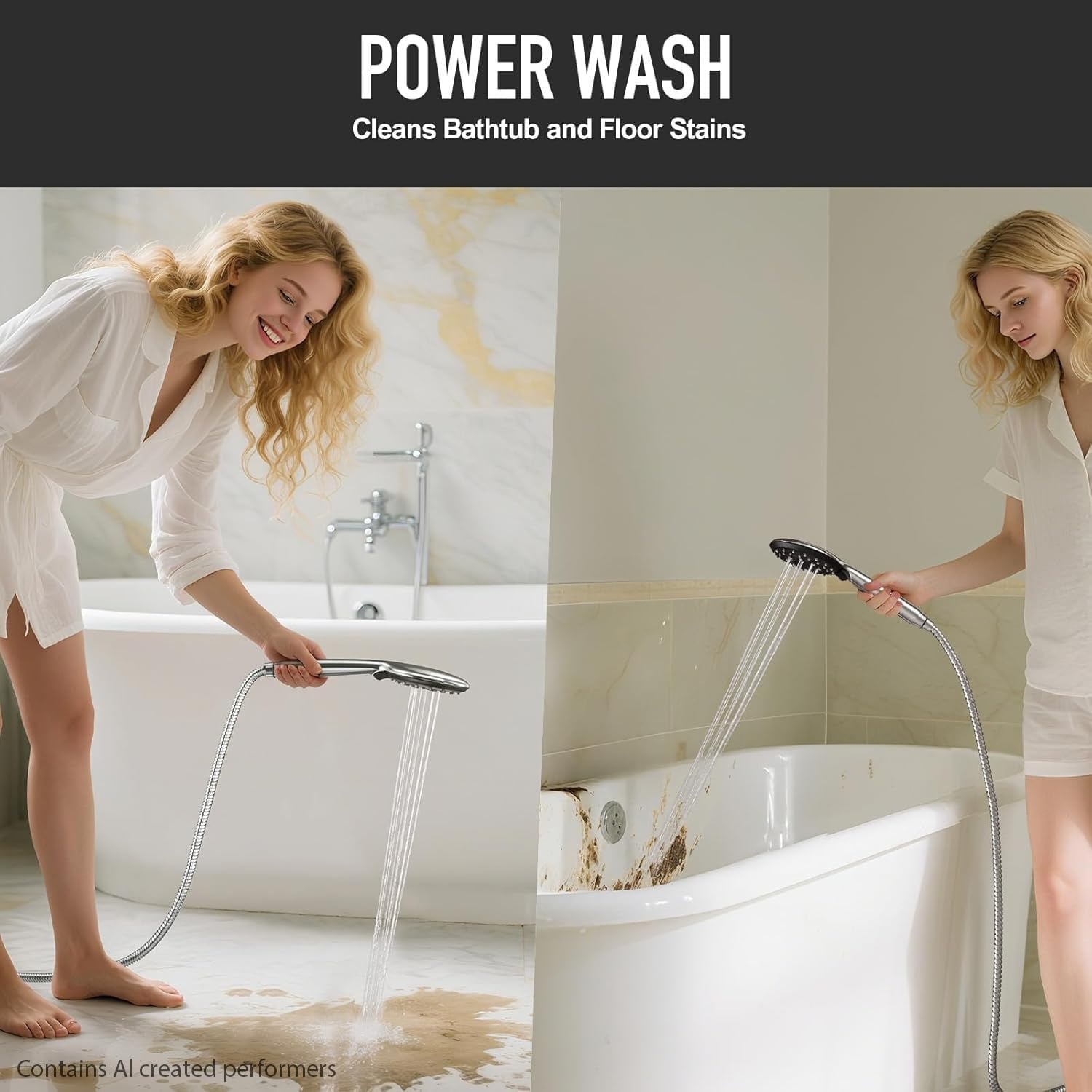 image:imageVeken 118 Rain Shower Head with HandheldDual High Pressure Shower HeadsChrome Silver