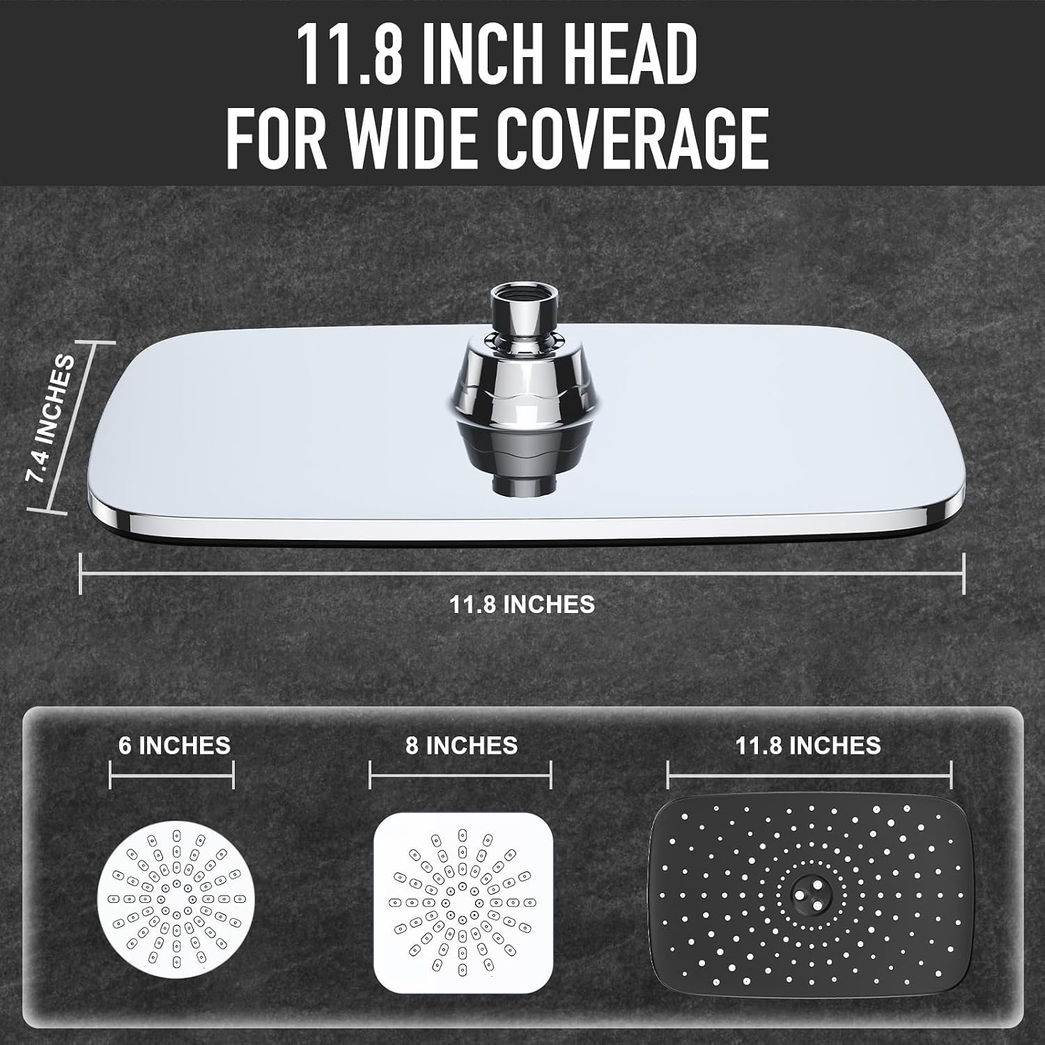 image:imageVeken 118 Rain Shower Head with HandheldDual High Pressure Shower HeadsChrome Silver