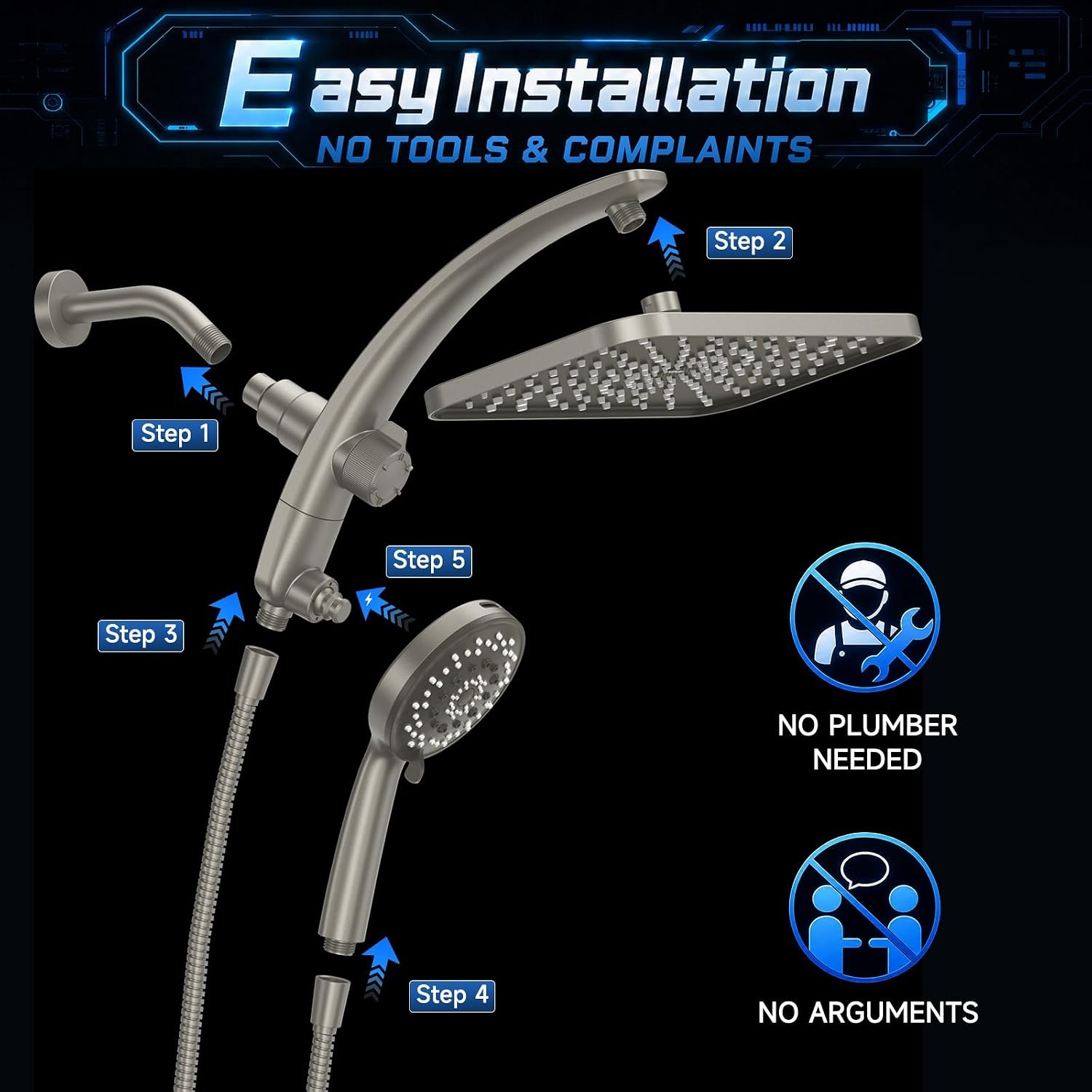 image:imageVeken 12 Rain Shower Head with HandheldHigh Pressure Power WashMagneticStarlight