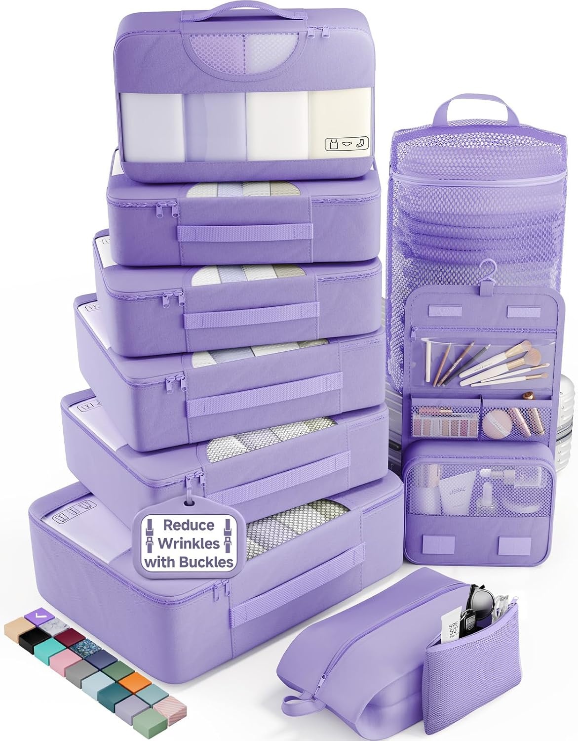 image:imageVeken 4 Set6 Set 8 Set 9 Set 10 Set 11 Set Packing Cubes for Travel Essentials 10 Set 02 Cream06 Attractive Purple