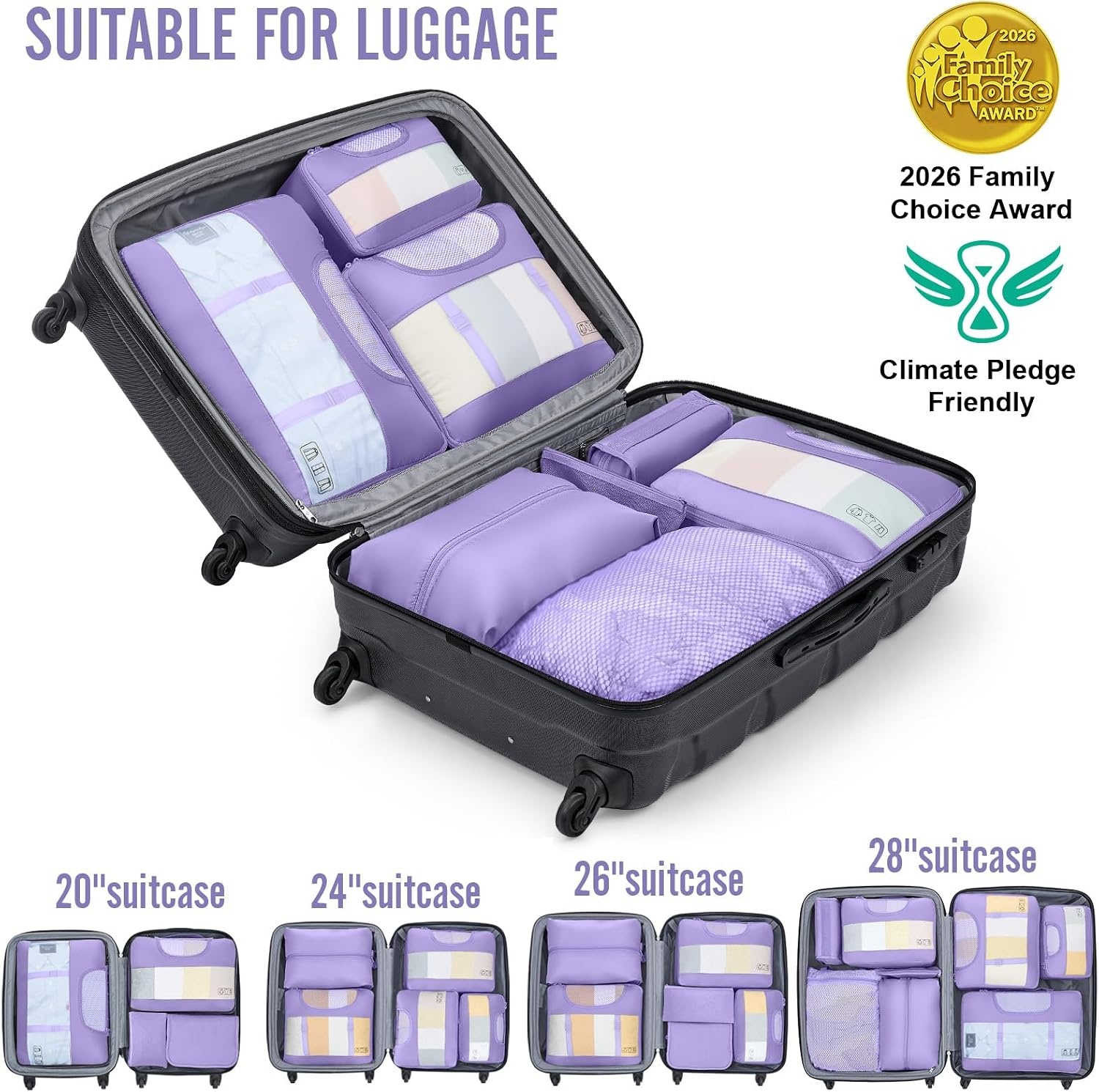 image:imageVeken 4 Set6 Set 8 Set 9 Set 10 Set 11 Set Packing Cubes for Travel Essentials 10 Set 02 Cream06 Attractive Purple