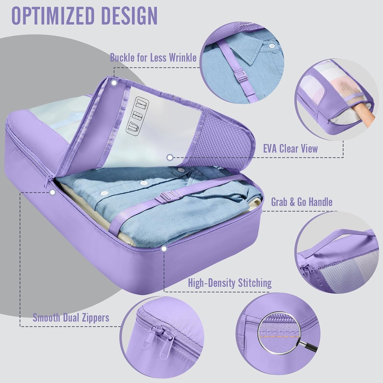 image:imageVeken 4 Set6 Set 8 Set 9 Set 10 Set 11 Set Packing Cubes for Travel Essentials 10 Set 02 Cream06 Attractive Purple