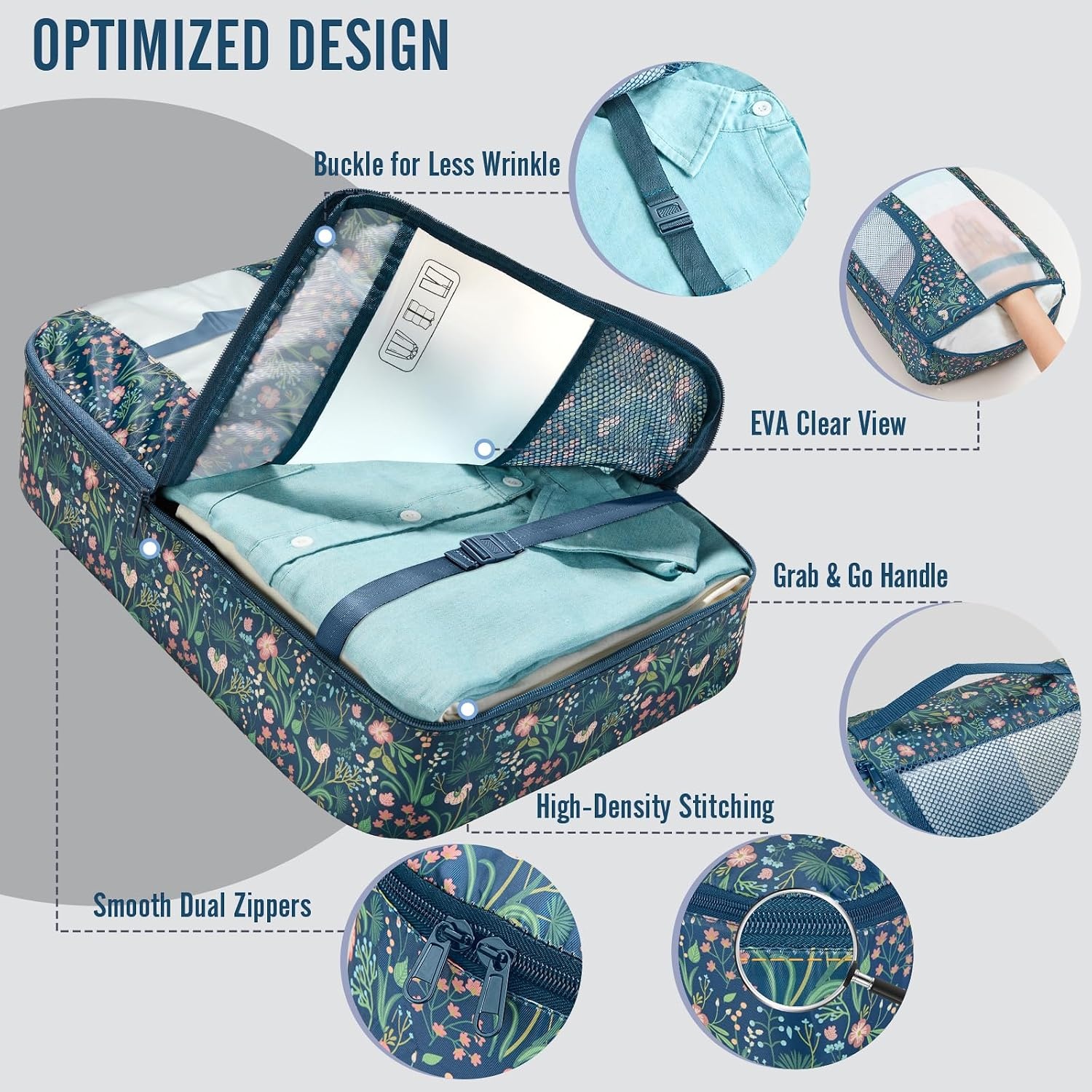 image:imageVeken 4 Set6 Set 8 Set 9 Set 10 Set 11 Set Packing Cubes for Travel Essentials 10 Set 02 Cream08 Navy Flower