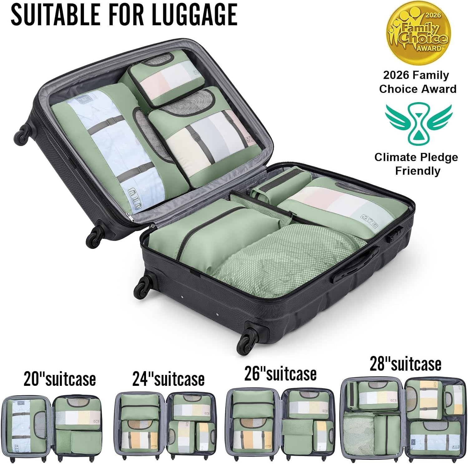image:imageVeken 4 Set6 Set 8 Set 9 Set 10 Set 11 Set Packing Cubes for Travel Essentials 10 Set 02 Cream09 Matcha Green