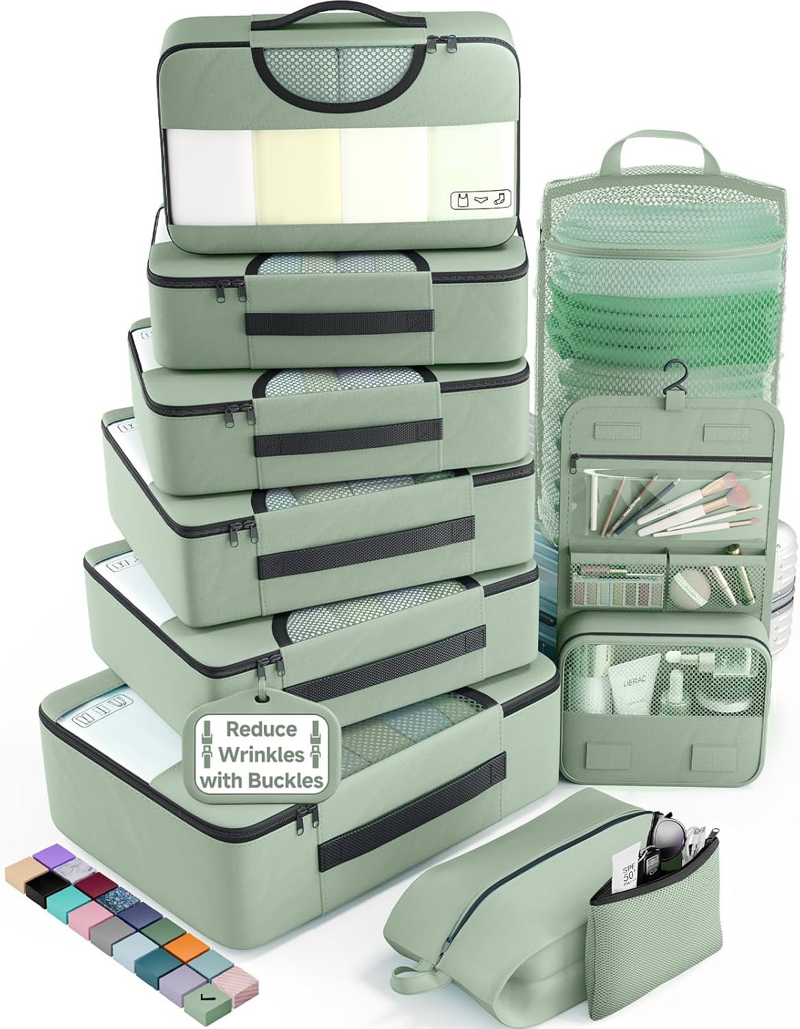 image:imageVeken 4 Set6 Set 8 Set 9 Set 10 Set 11 Set Packing Cubes for Travel Essentials 10 Set 02 Cream09 Matcha Green