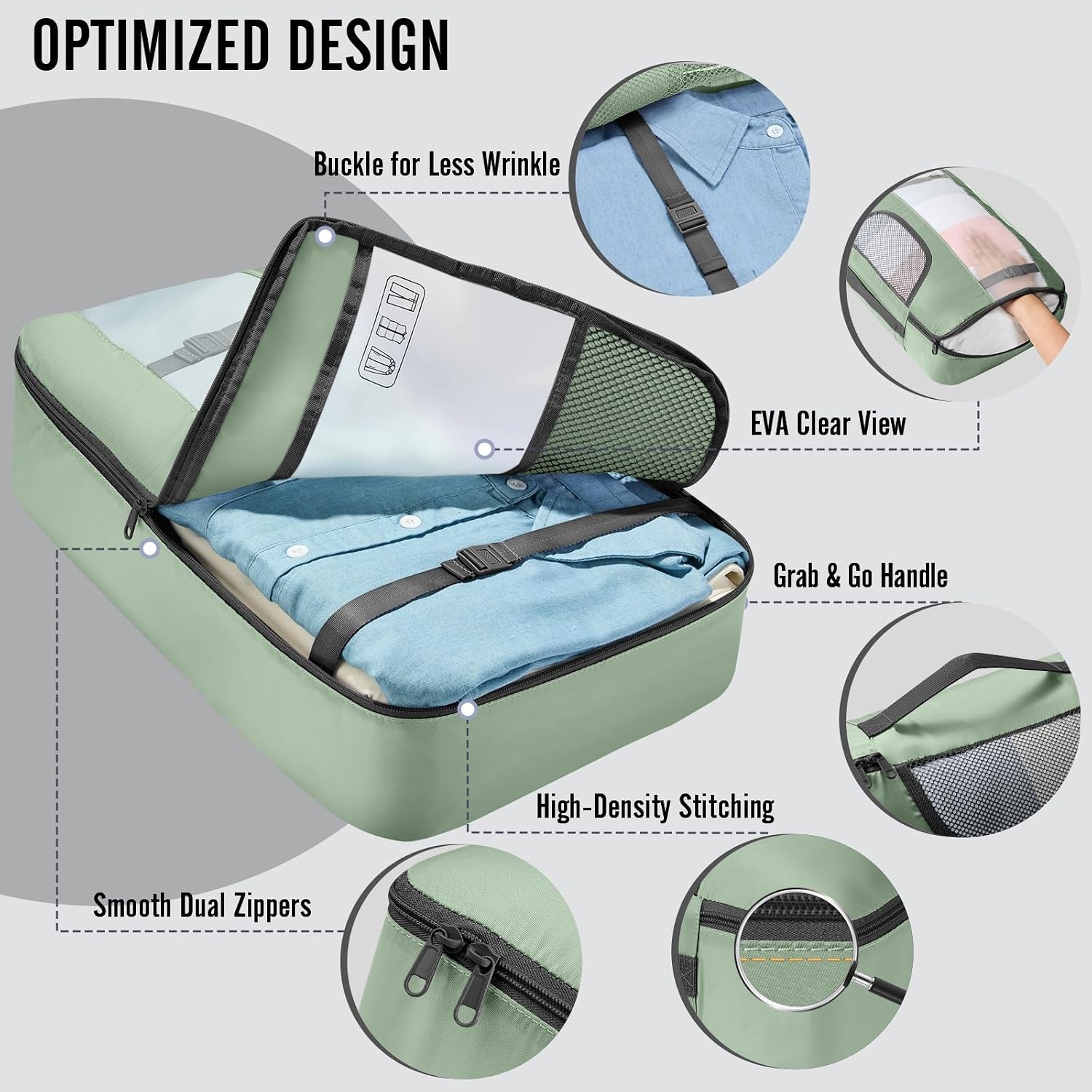 image:imageVeken 4 Set6 Set 8 Set 9 Set 10 Set 11 Set Packing Cubes for Travel Essentials 10 Set 02 Cream09 Matcha Green