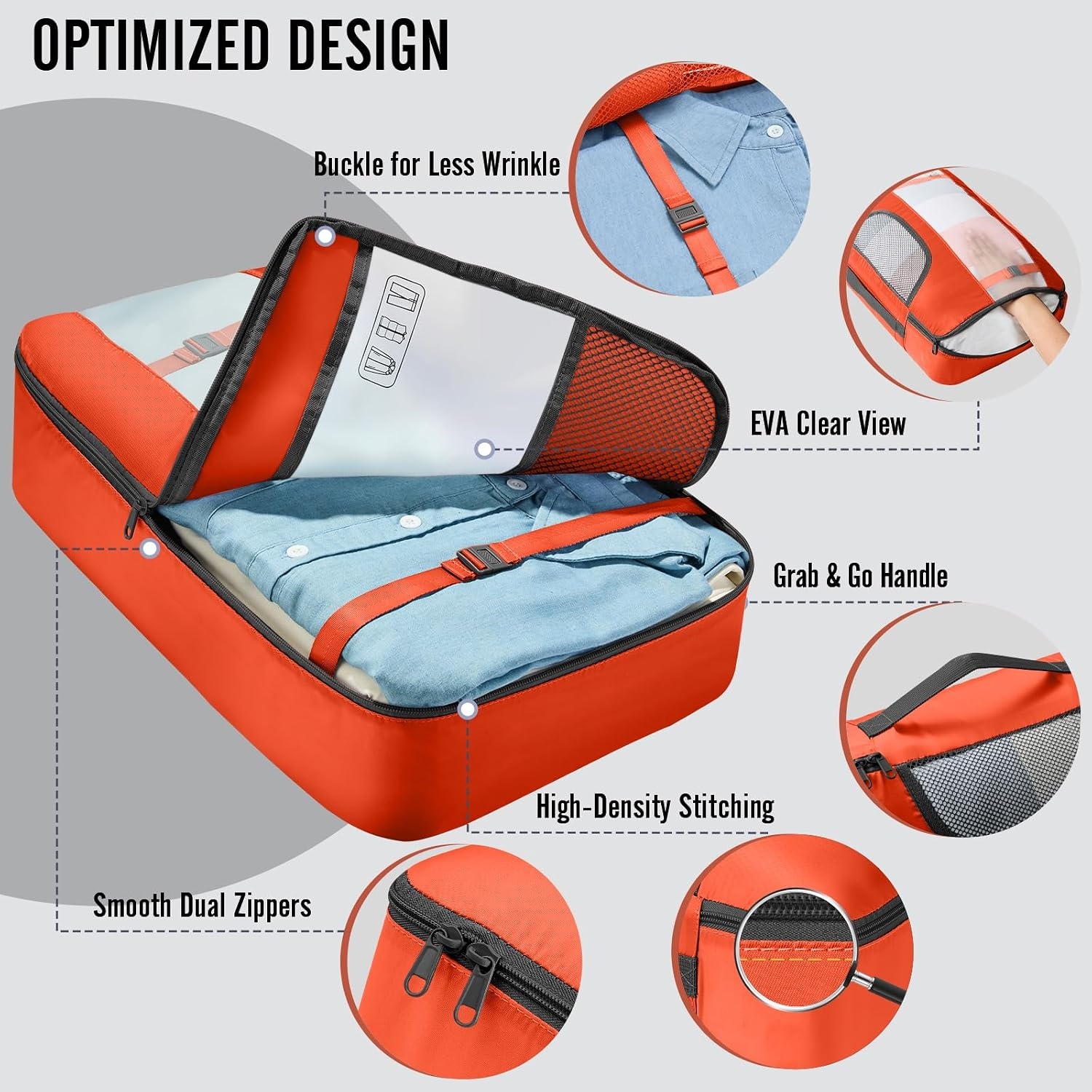 image:imageVeken 4 Set6 Set 8 Set 9 Set 10 Set 11 Set Packing Cubes for Travel Essentials 10 Set 02 Cream12 Orange