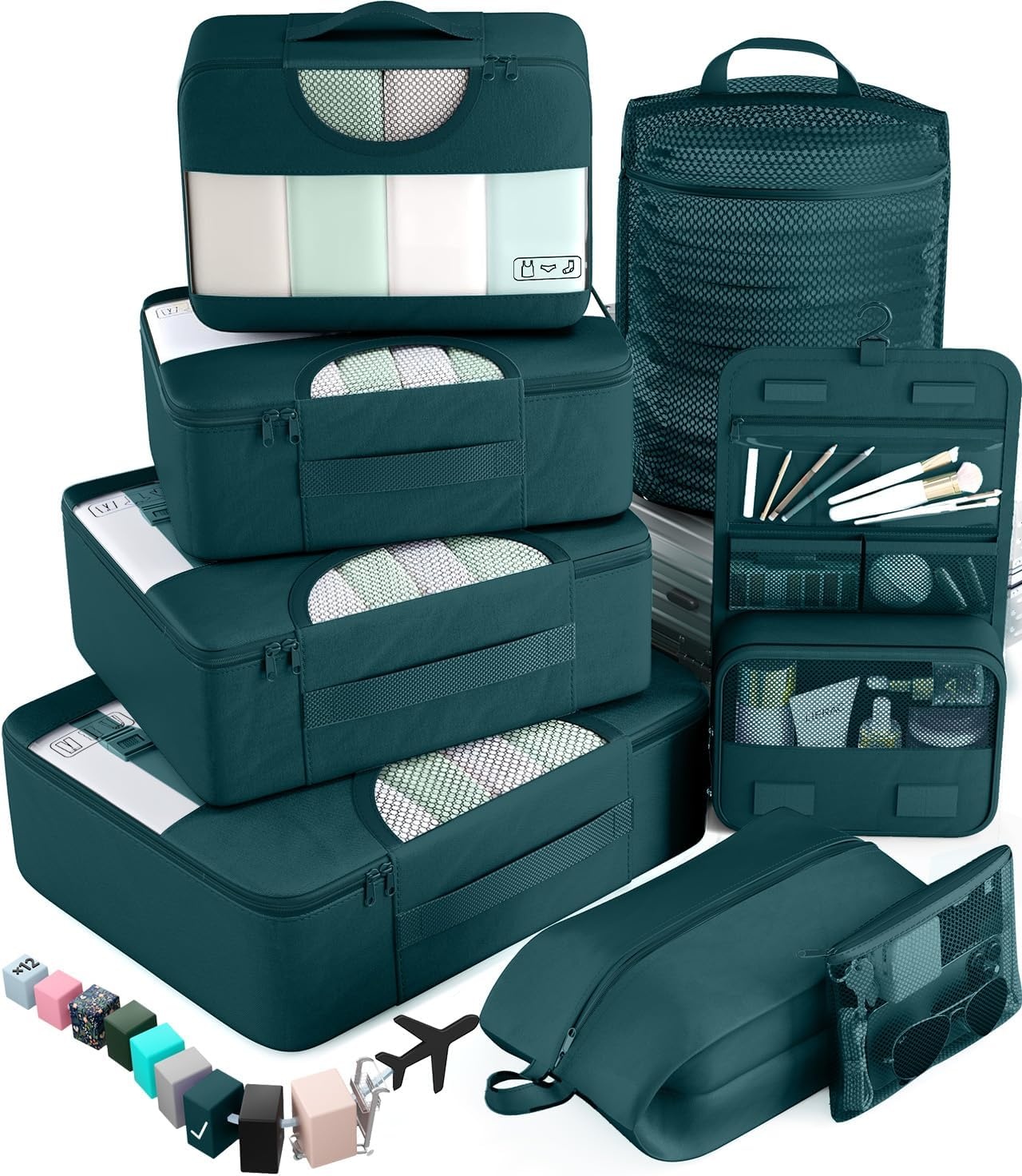 image:imageVeken 4 Set6 Set 8 Set 9 Set 10 Set 11 Set Packing Cubes for Travel Essentials 10 Set 02 Cream13 Deep Teal