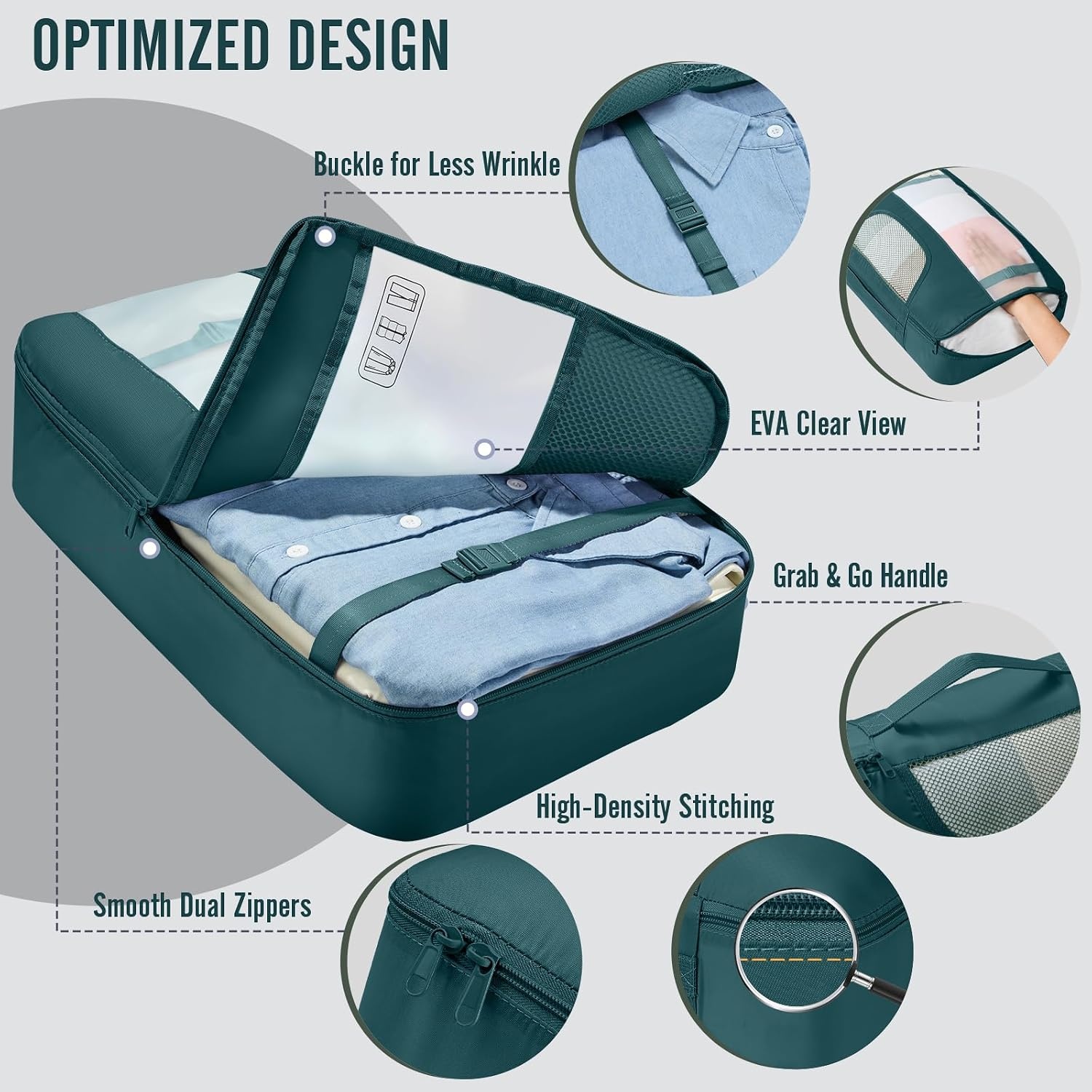 image:imageVeken 4 Set6 Set 8 Set 9 Set 10 Set 11 Set Packing Cubes for Travel Essentials 10 Set 02 Cream13 Deep Teal