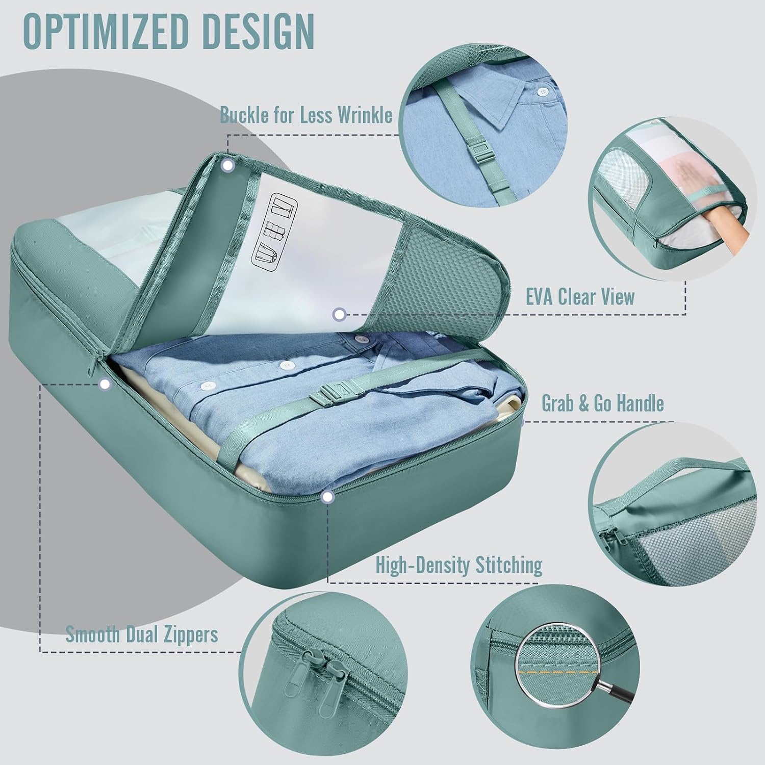 image:imageVeken 4 Set6 Set 8 Set 9 Set 10 Set 11 Set Packing Cubes for Travel Essentials 10 Set 02 Cream15 Blue Gray