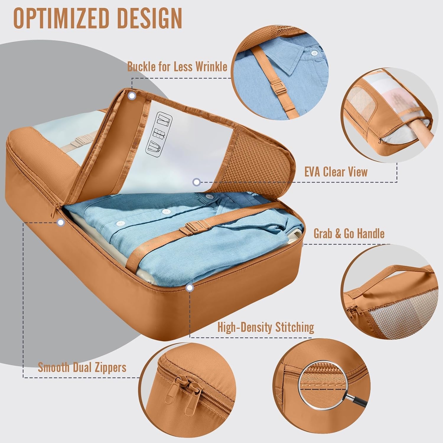 image:imageVeken 4 Set6 Set 8 Set 9 Set 10 Set 11 Set Packing Cubes for Travel Essentials 10 Set 02 Cream18 Brown
