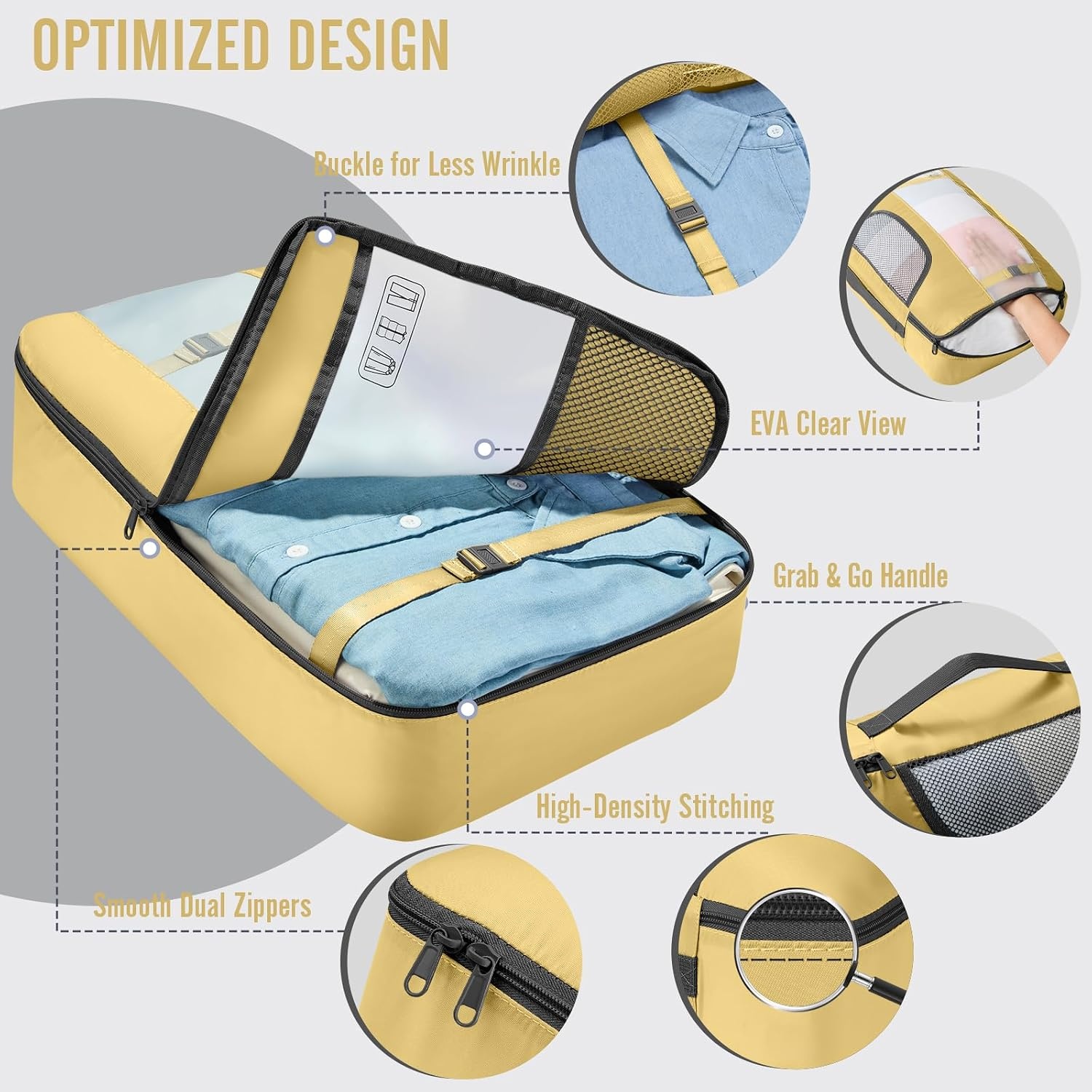 image:imageVeken 4 Set6 Set 8 Set 9 Set 10 Set 11 Set Packing Cubes for Travel Essentials 10 Set 02 Cream20 Yellow