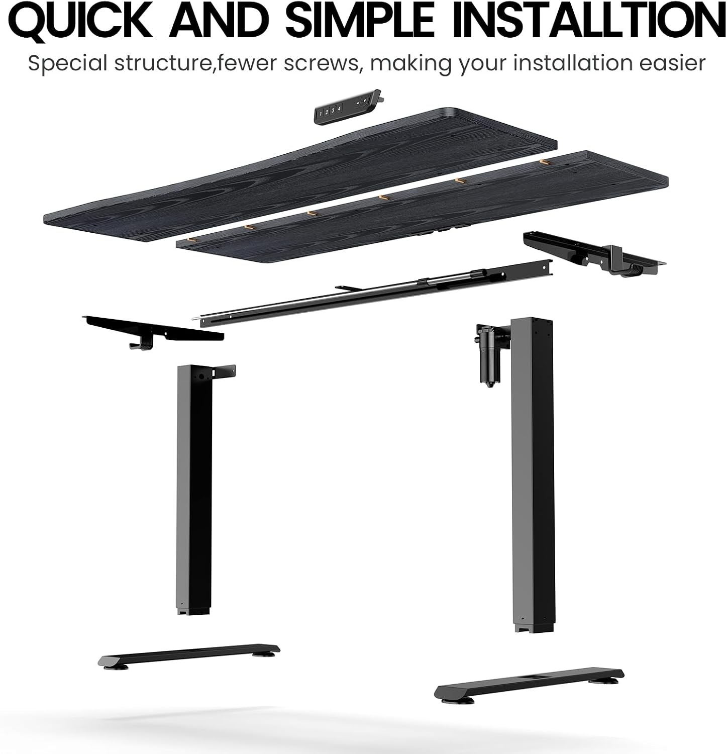 image:imageVeken 472 Inch Electric Standing Desk Height Adjustable Sit Stand Up Wood Desktop Work Home Office Computer PC Desks Gaming Writing Study Bedroom Rising Table Tall Standup Workstation WhiteBlack