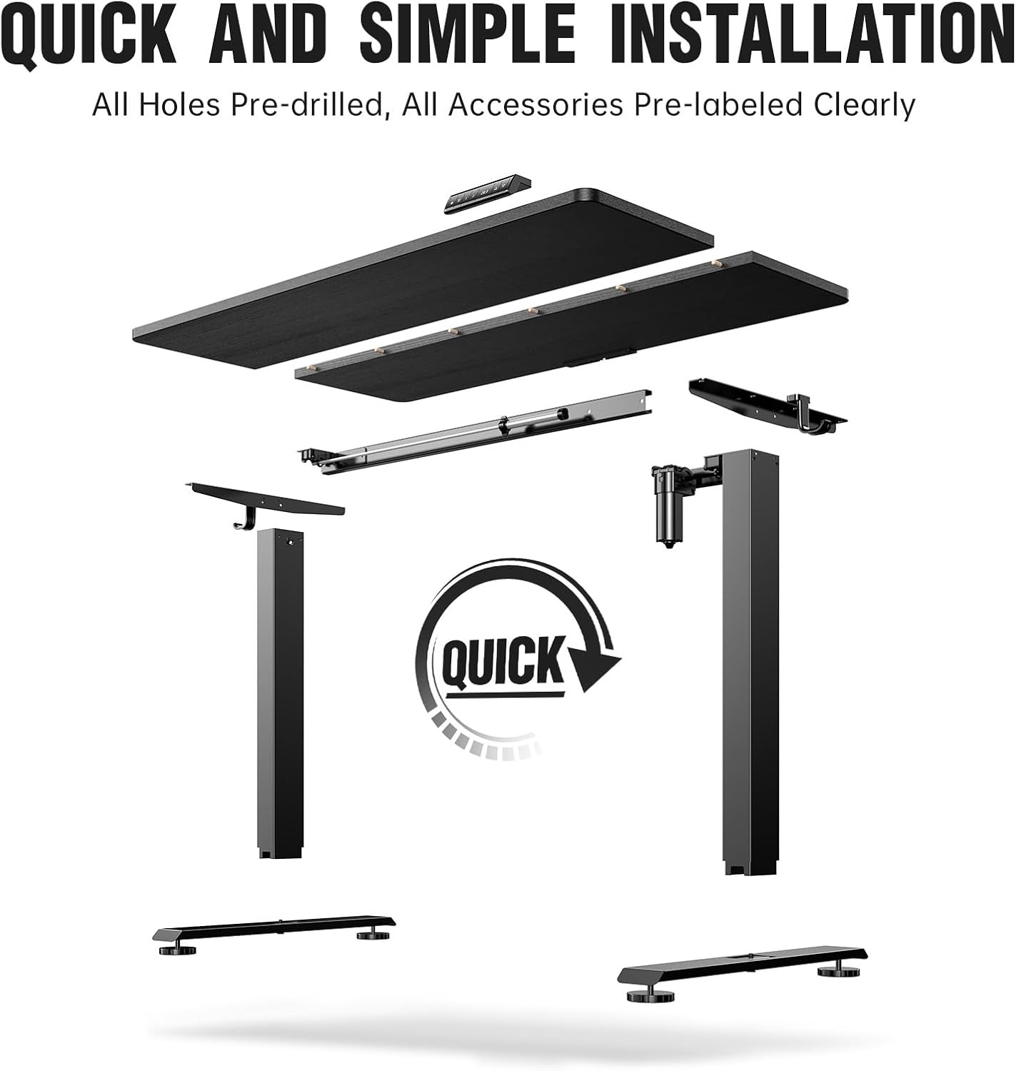 image:imageVeken 472 Inch Electric Standing Desk Height Adjustable Sit Stand Up Wood Desktop Work Home Office Computer PC Desks Gaming Writing Study Bedroom Rising Table Tall Standup Workstation WhiteBlack