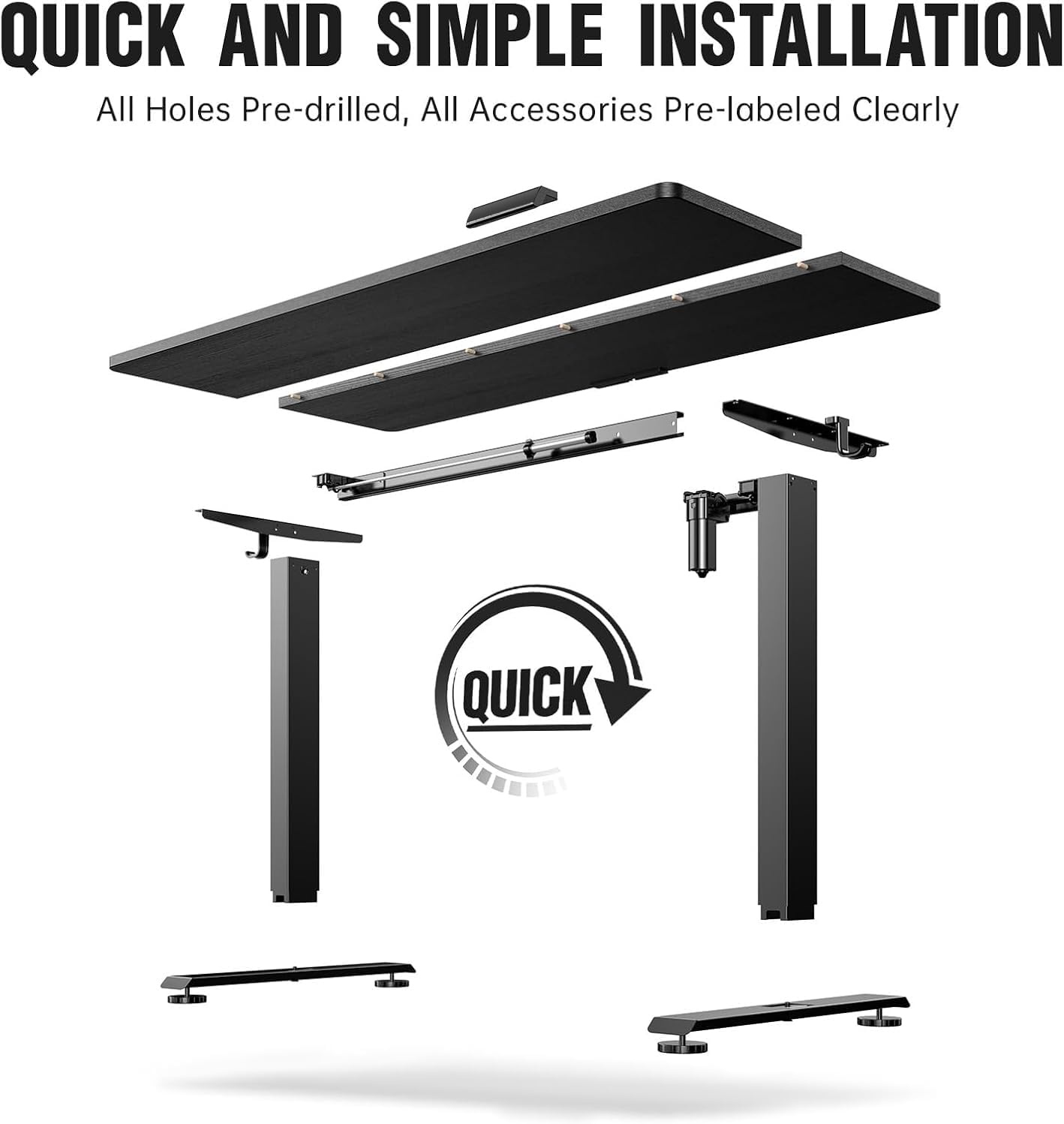 image:imageVeken 472 Inch Electric Standing Desk Height Adjustable Sit Stand Up Wood Desktop Work Home Office Computer PC Desks Gaming Writing Study Bedroom Rising Table Tall Standup Workstation WhiteBlack