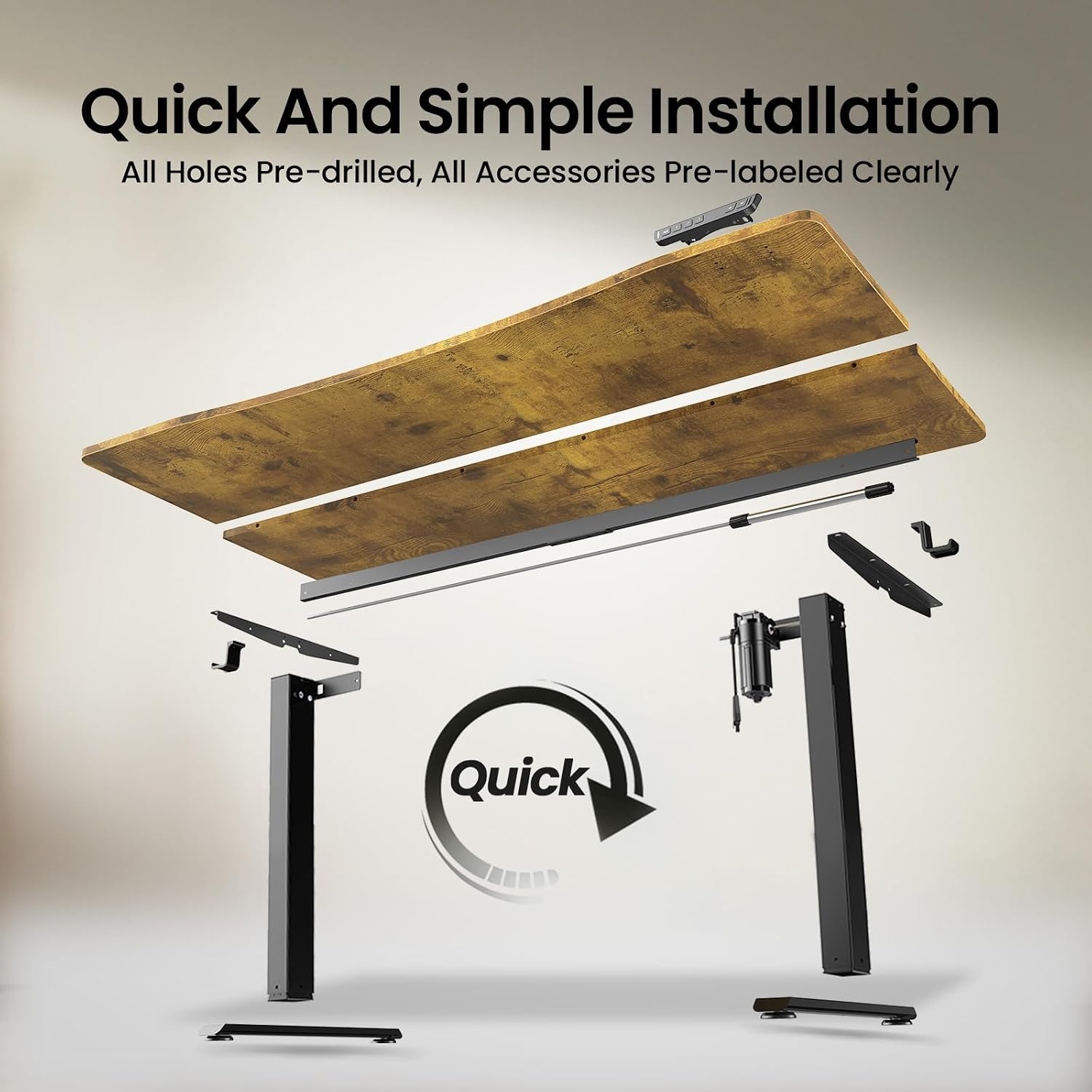 image:imageVeken 472 Inch Electric Standing Desk Height Adjustable Sit Stand Up Wood Desktop Work Home Office Computer PC Desks Gaming Writing Study Bedroom Rising Table Tall Standup Workstation WhiteBrown