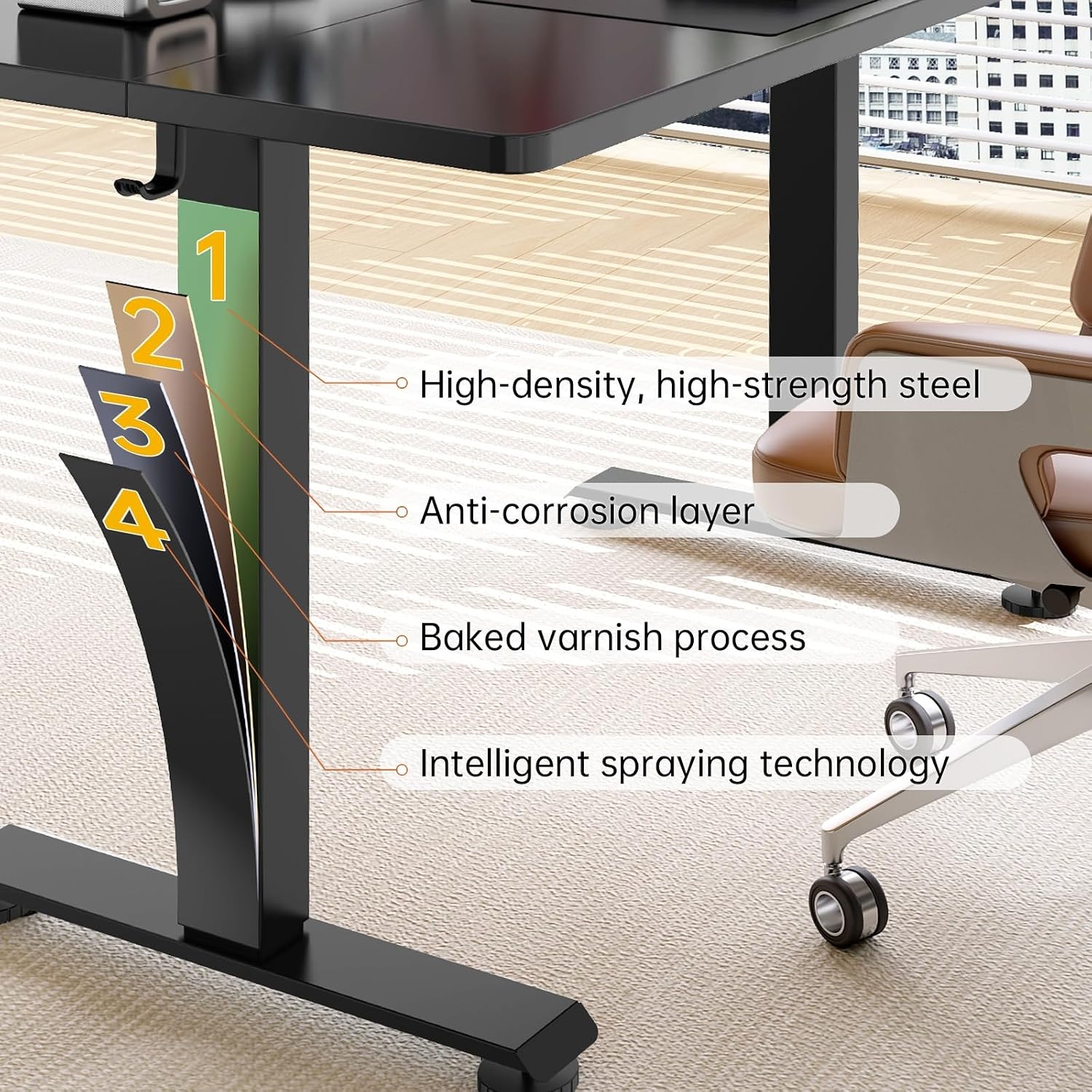 image:imageVeken 472 Inch Electric Standing Desk Height Adjustable Sit Stand Up Wood Desktop Work Home Office Computer PC Desks Gaming Writing Study Bedroom Rising Table Tall Standup Workstation WhiteBlack