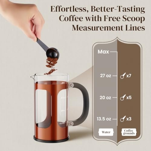 image:imageVeken French Press Coffee Maker No Plastic Touching Cafe34oz 1 L CafeteraCopper