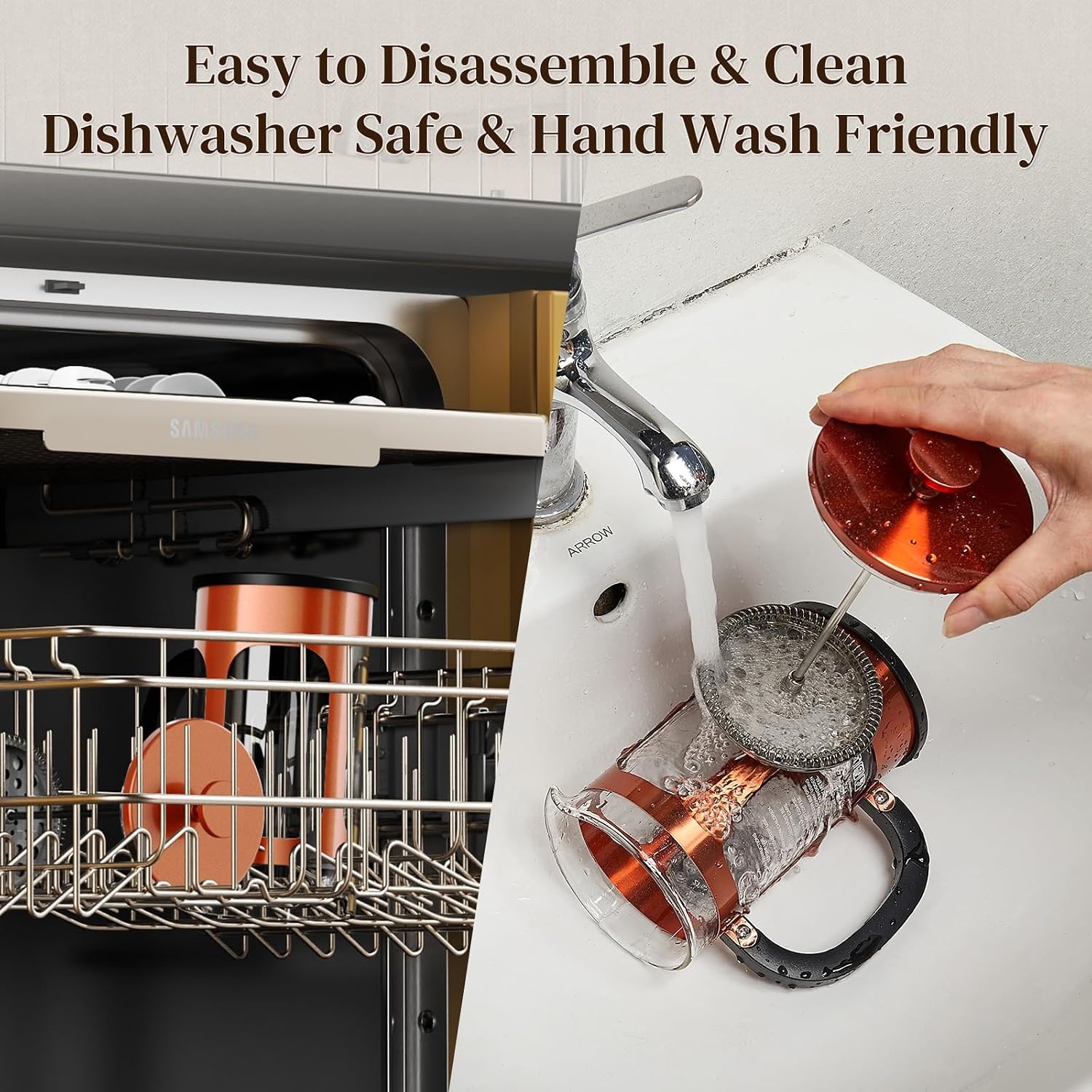 image:imageVeken French Press Coffee Maker No Plastic Touching Cafe34oz 1 L CafeteraCopper