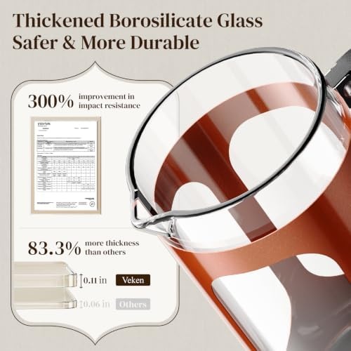 image:imageVeken French Press Coffee Maker No Plastic Touching Cafe34oz 1 L CafeteraCopper