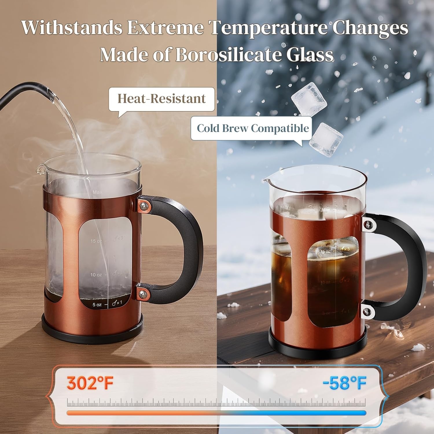 image:imageVeken French Press Coffee Maker No Plastic Touching Cafe34oz 1 L CafeteraCopper