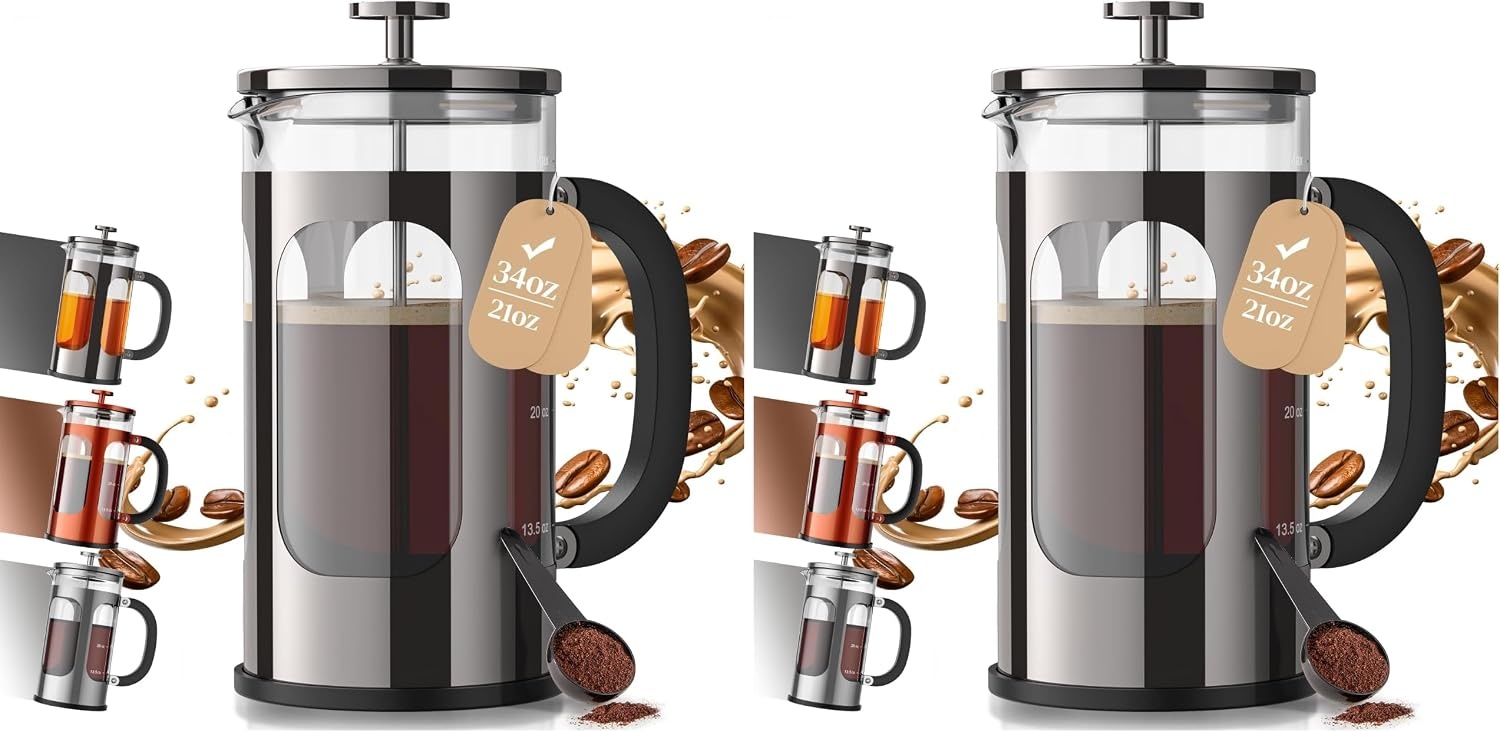 image:imageVeken French Press Coffee Maker No Plastic Touching Cafe34oz 1 L CafeteraDark Pewter