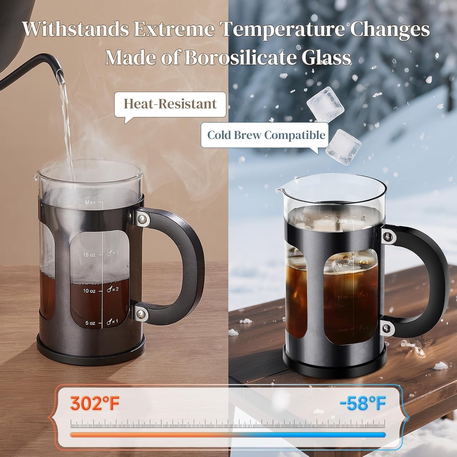 image:imageVeken French Press Coffee Maker No Plastic Touching Cafe34oz 1 L CafeteraDark Pewter