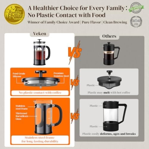 image:imageVeken French Press Coffee Maker No Plastic Touching Cafe34oz 1 L CafeteraDark Pewter