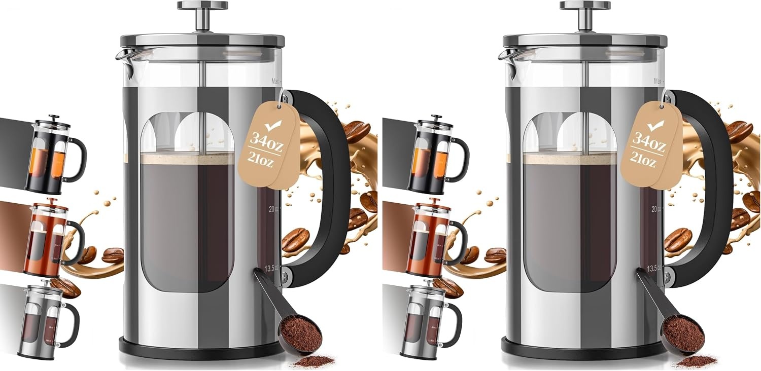 image:imageVeken French Press Coffee Maker No Plastic Touching Cafe34oz 1 L CafeteraSilver
