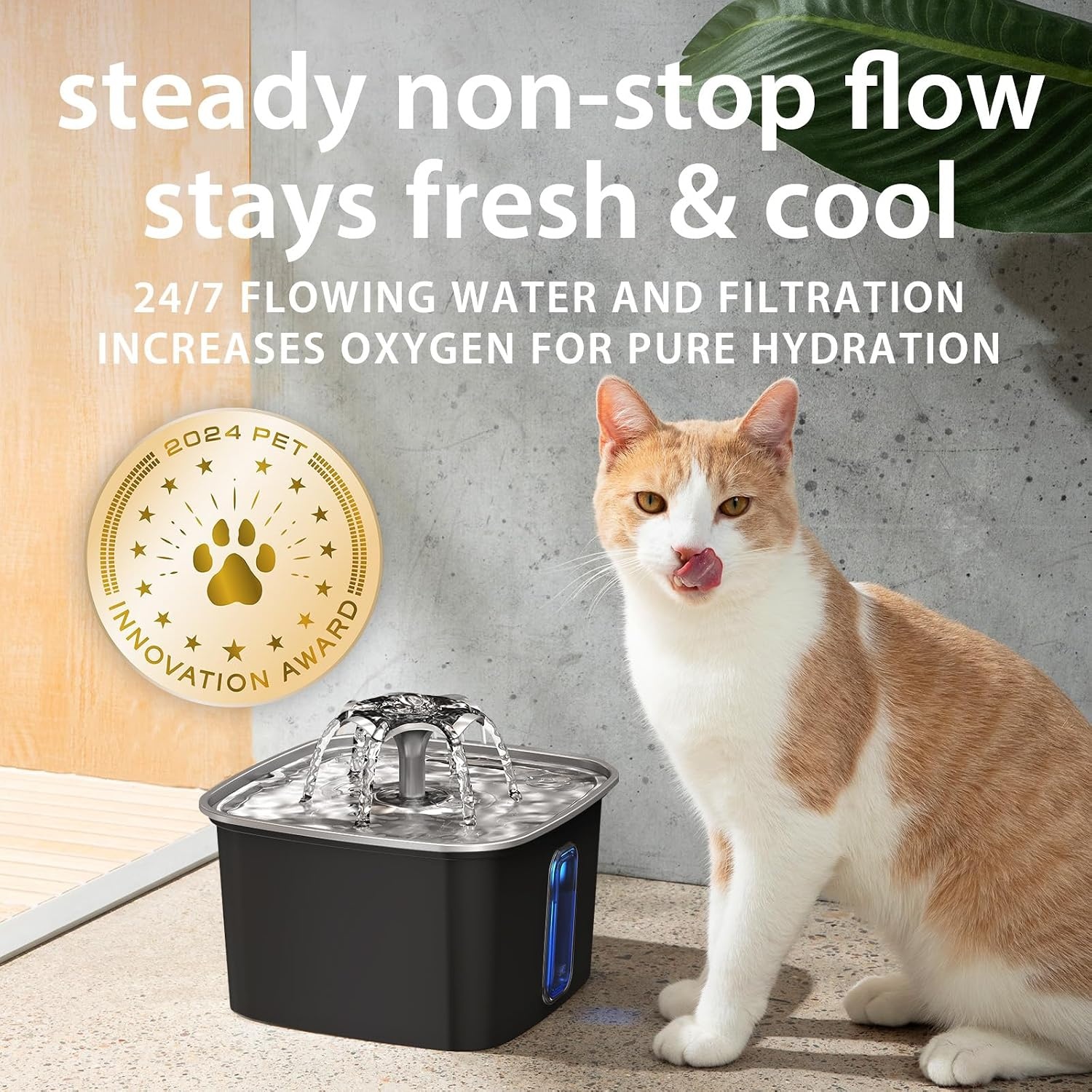 image:imageVeken Innovation Award Winner Stainless Steel Cat Water Fountain 108ozSpace Black