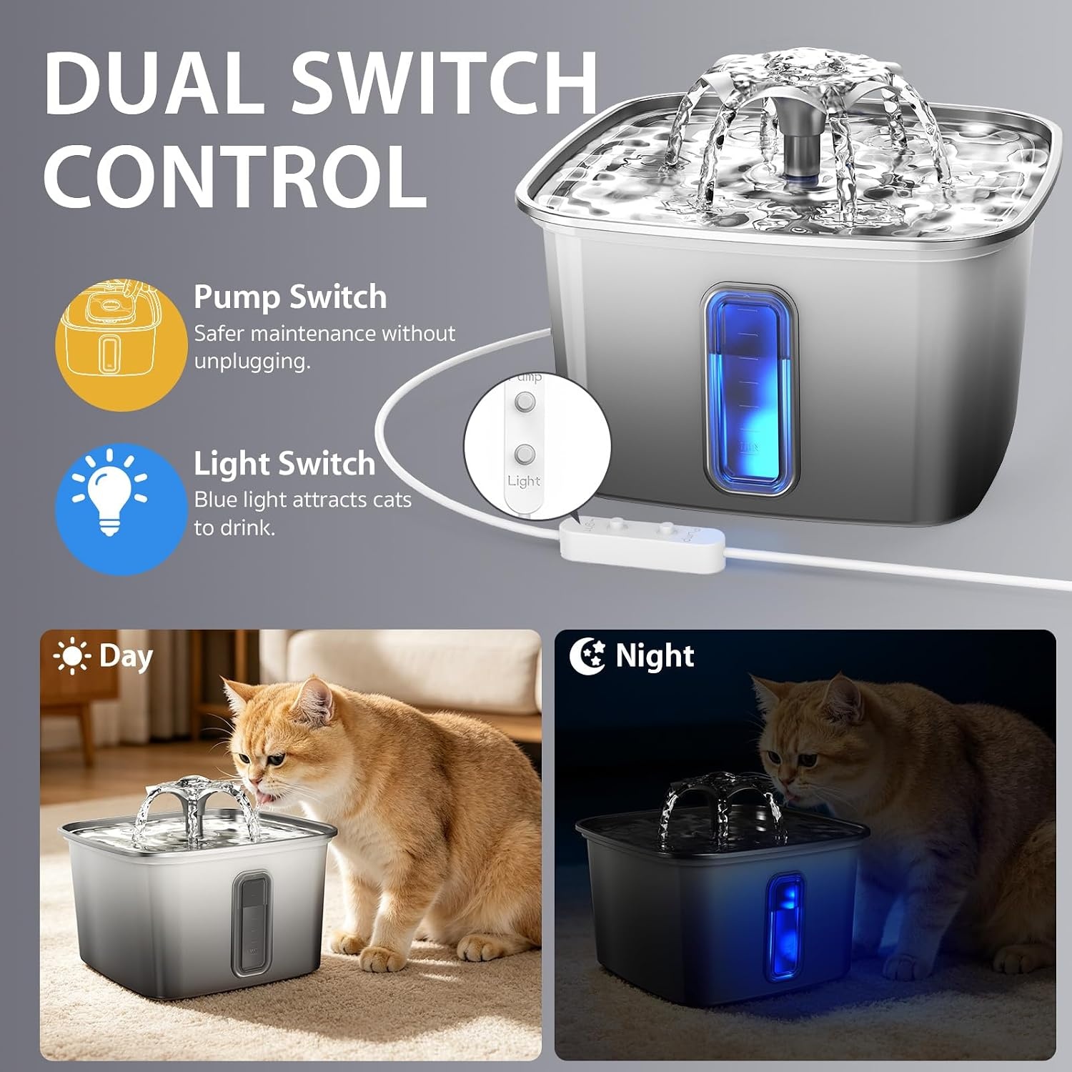 image:imageVeken Innovation Award Winner Stainless Steel Cat Water Fountain 108ozVelvet Black