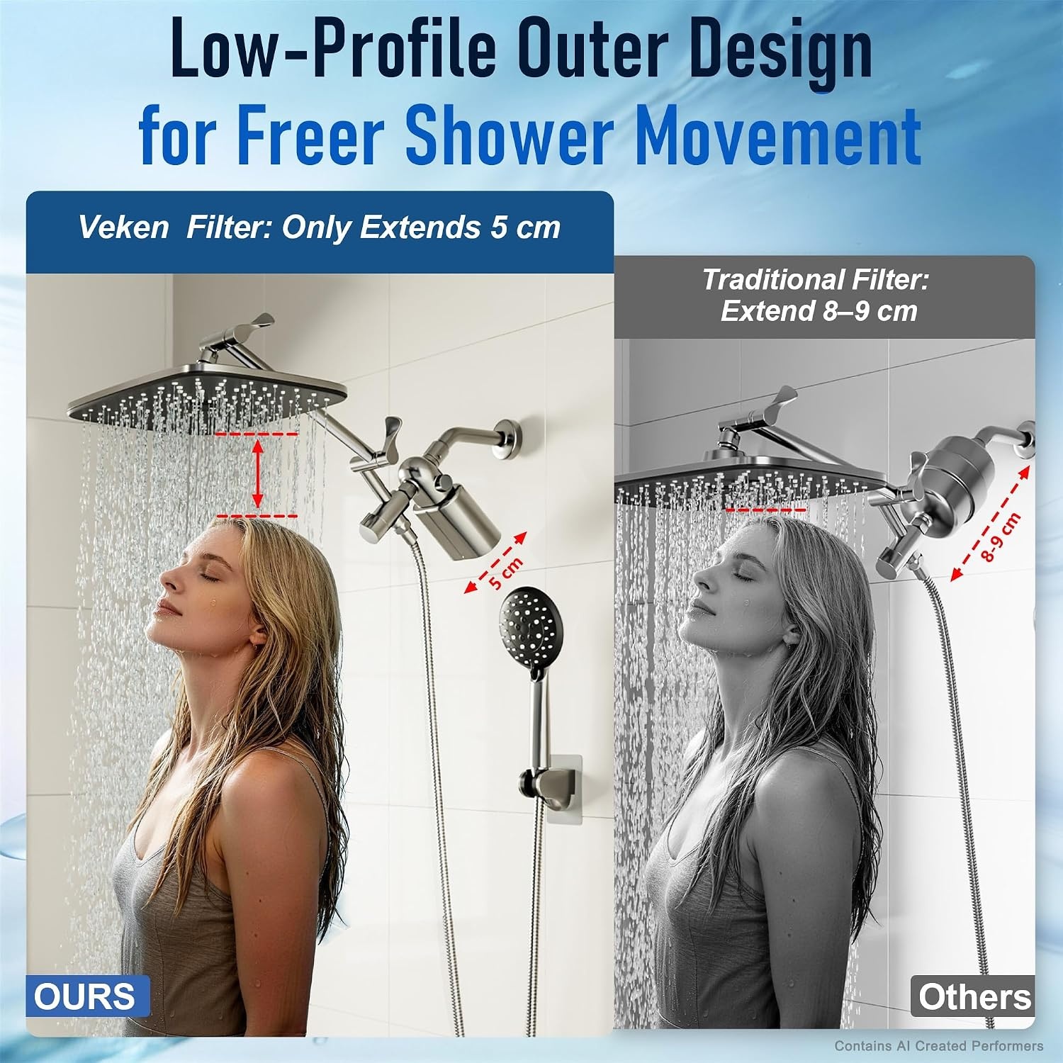image:imageVeken UChannel Shower Filter to Reduce Chlorine OnePress ReplacementChrome