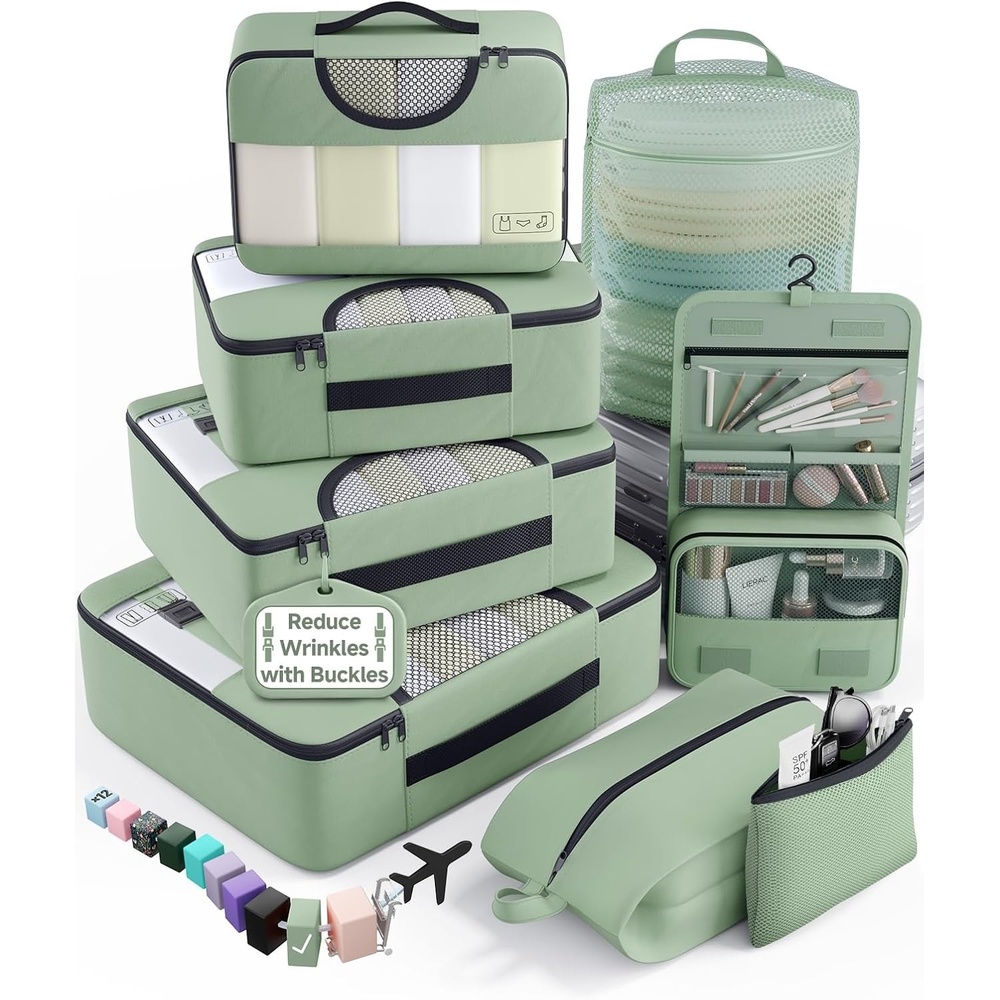 image:imageVeken 4 Set6 Set 8 Set 9 Set 10 Set 11 Set Packing Cubes for Travel Essentials 10 Set 02 Cream09 Matcha Green