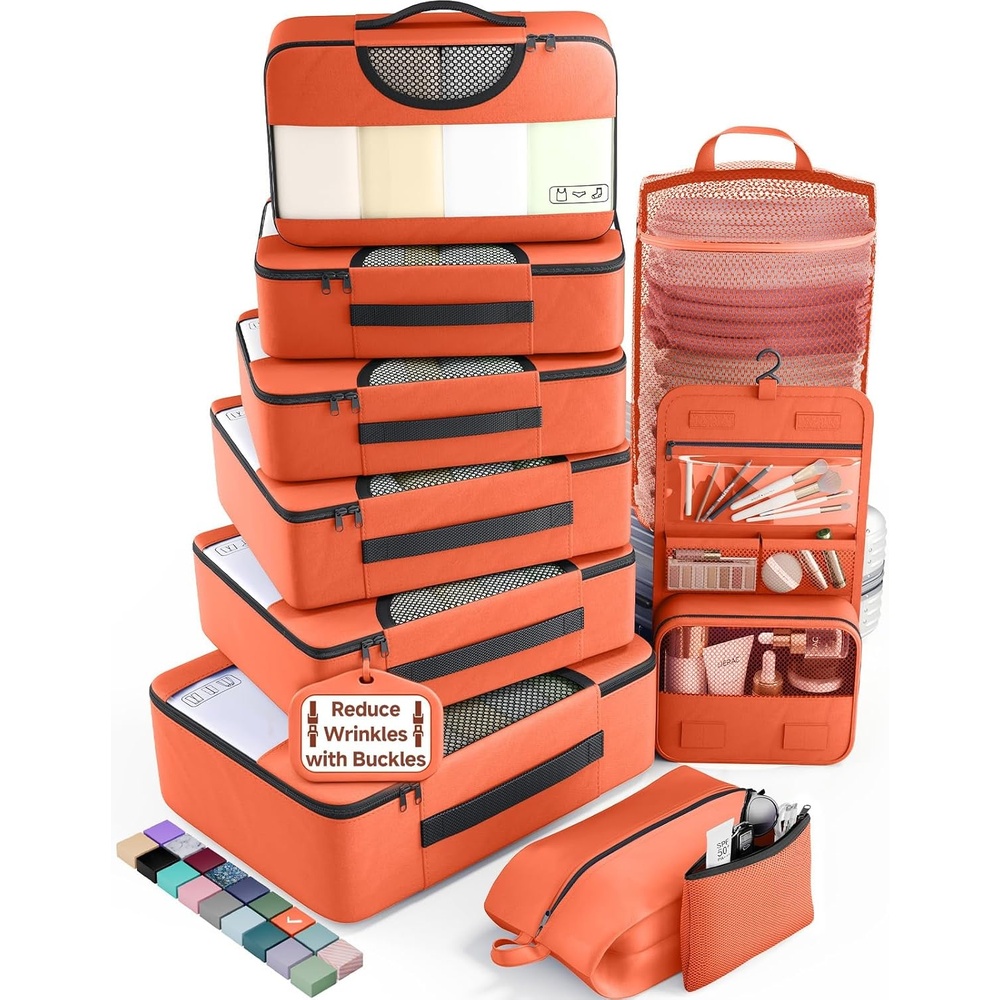 image:imageVeken 4 Set6 Set 8 Set 9 Set 10 Set 11 Set Packing Cubes for Travel Essentials 10 Set 02 Cream12 Orange