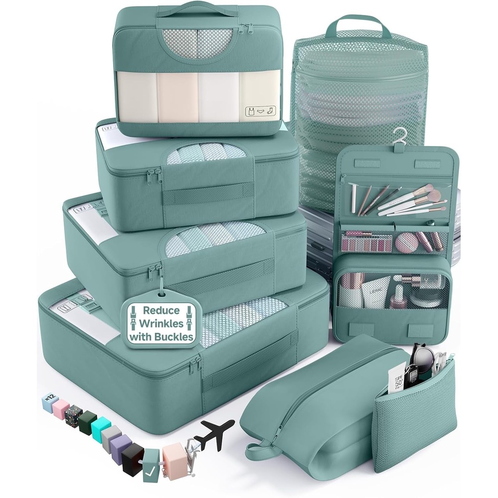 image:imageVeken 4 Set6 Set 8 Set 9 Set 10 Set 11 Set Packing Cubes for Travel Essentials 10 Set 02 Cream15 Blue Gray