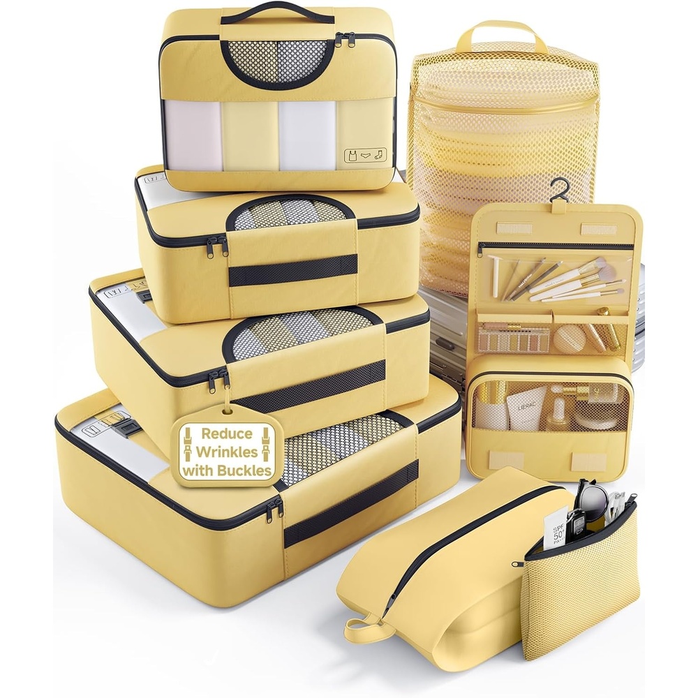 image:imageVeken 4 Set6 Set 8 Set 9 Set 10 Set 11 Set Packing Cubes for Travel Essentials 10 Set 02 Cream20 Yellow